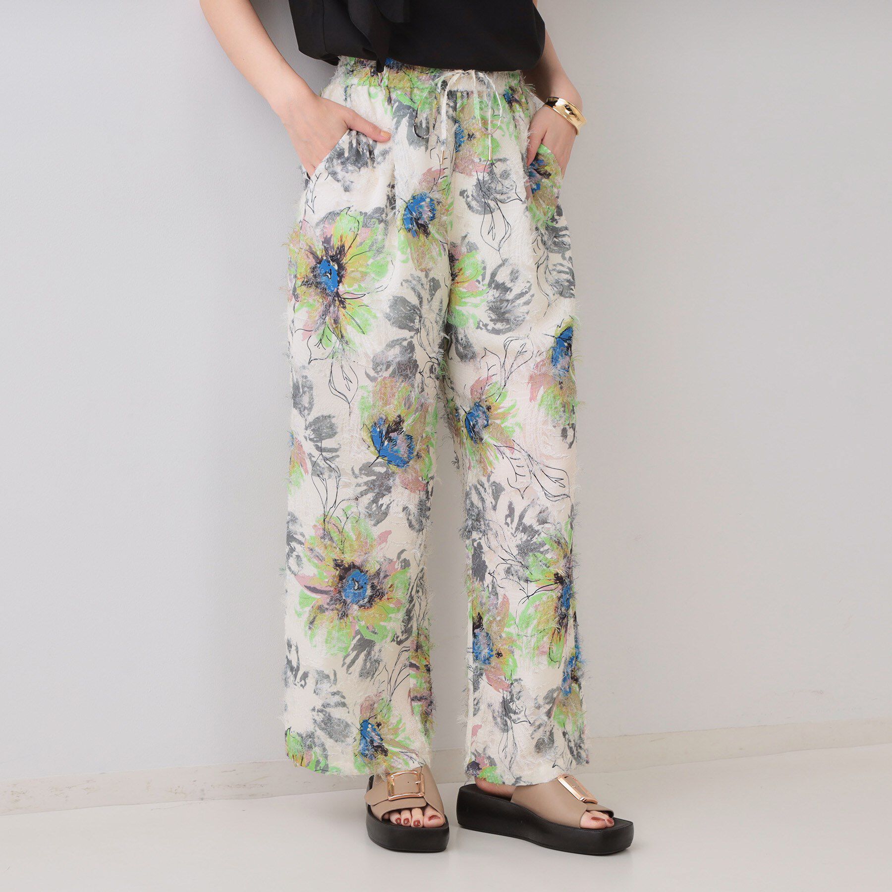 OPAQUE.CLIP「フリンジジャカードプリントイージーパンツ【洗濯機洗い可】」|その他|アイボリー(104)