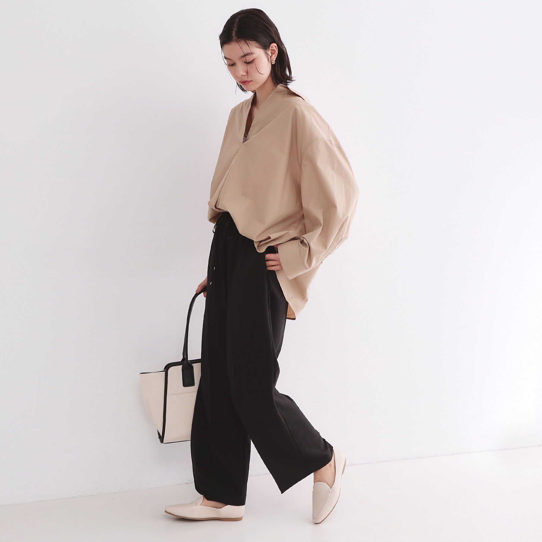 OPAQUE.CLIP「ラメストライプイージーワイドパンツ/セットアップ可【洗濯機洗い可/防シワ/吸水速乾】」|その他|