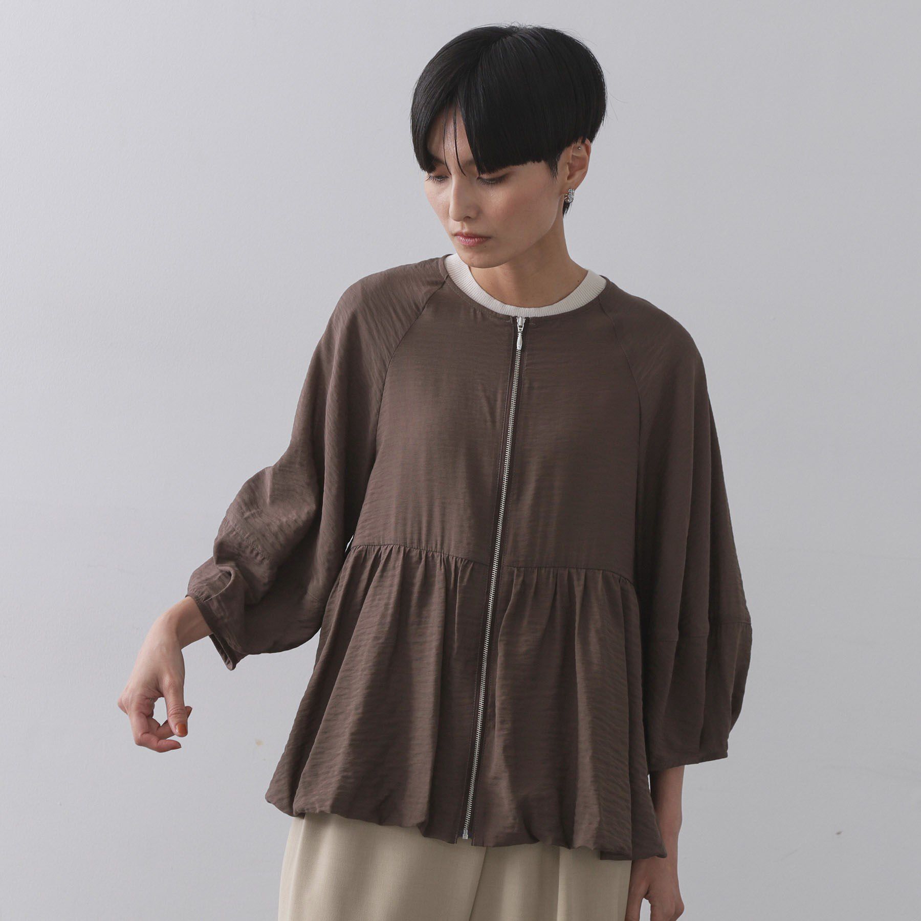 OPAQUE.CLIP「シアーバルーンペプラムブルゾン【洗える】」|ブルゾン・スタジャン|