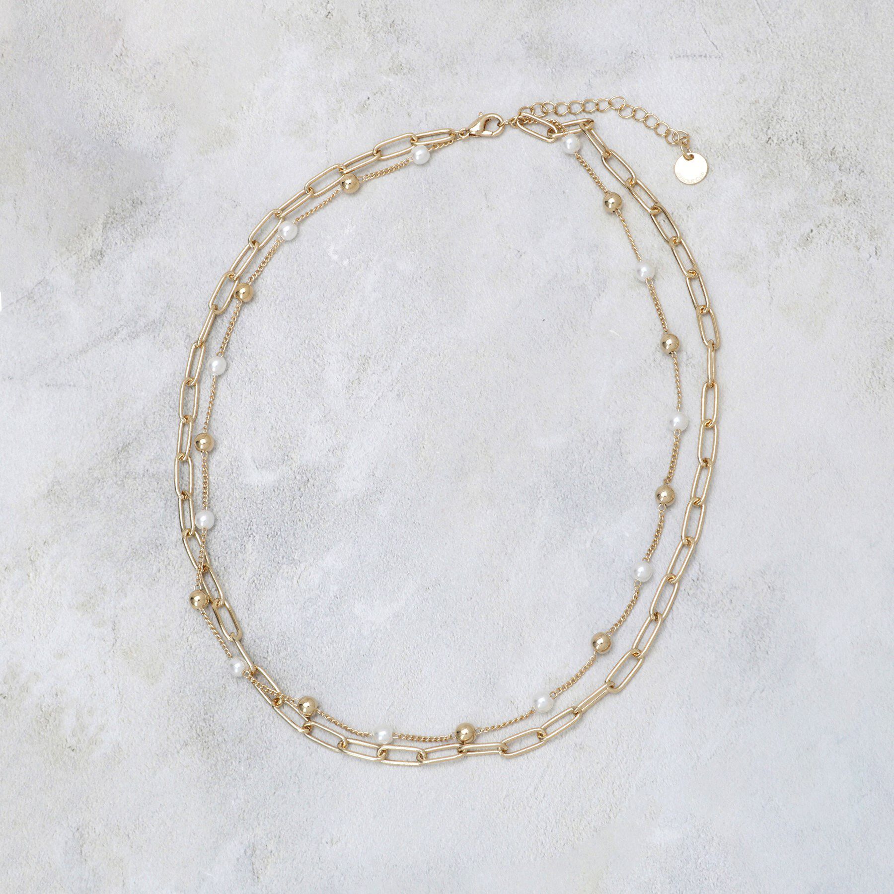 OPAQUE.CLIP「チェーン&times;フェイクパール2連ネックレス」|ネックレス|