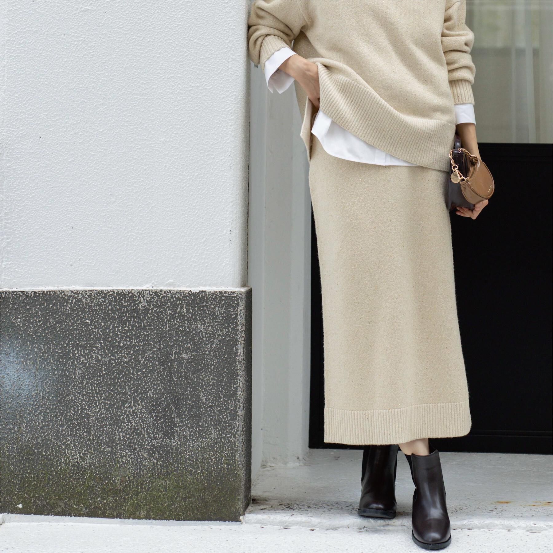 OPAQUE.CLIP「ラメスパンコールナロースカート/セットアップ対応可【洗濯機OK】」|スカート|