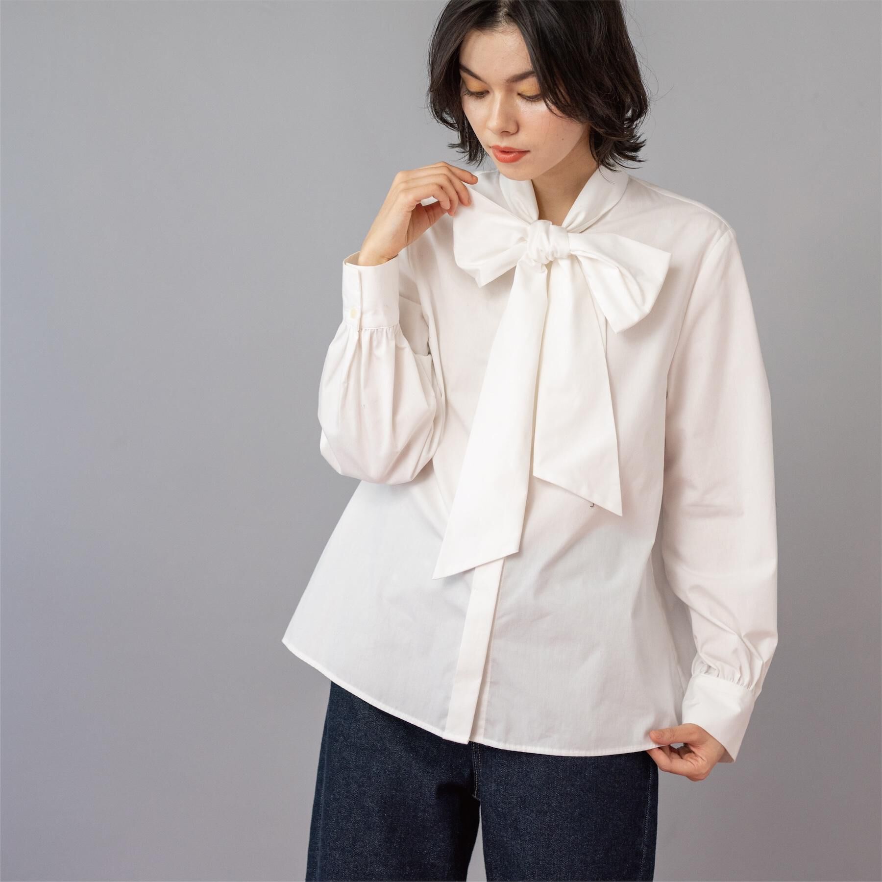 OPAQUE.CLIP「≪通勤・セレモニー対応≫ボウタイシャツブラウス【洗濯機OK】」|シャツ・ブラウス|ホワイト(001)