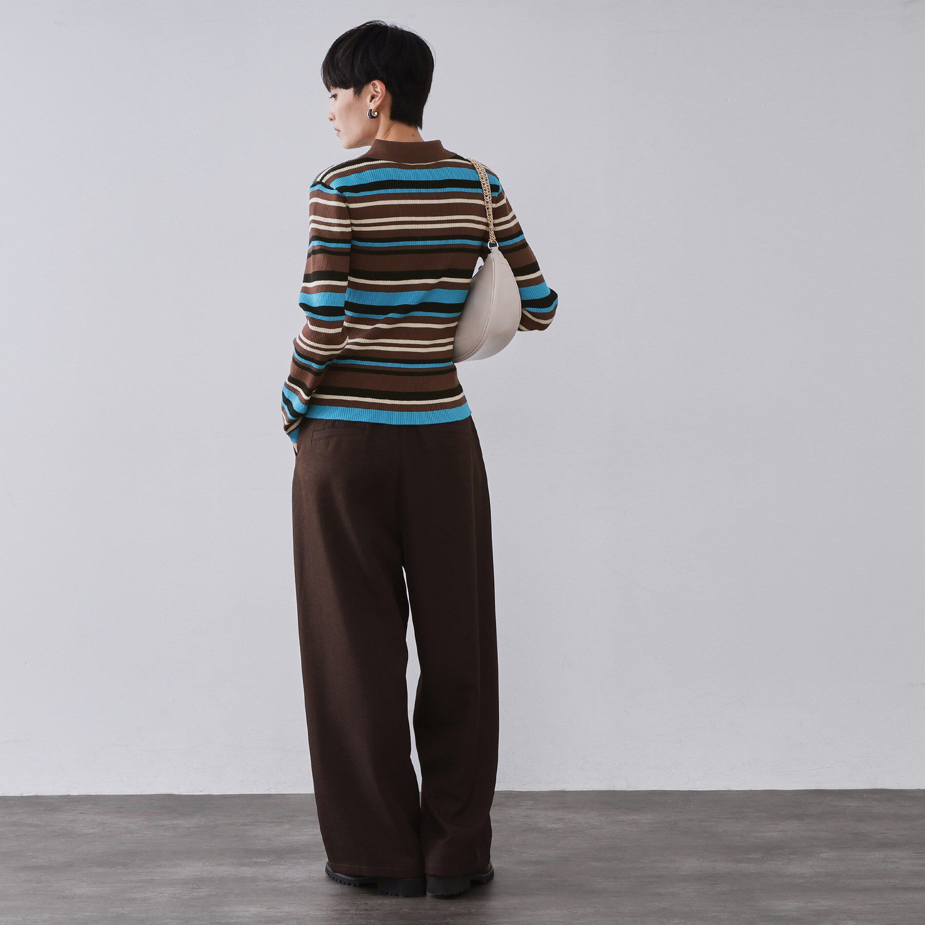 OPAQUE.CLIP「マルチボーダーポロニット【洗濯機OK】」|ニット・セーター|