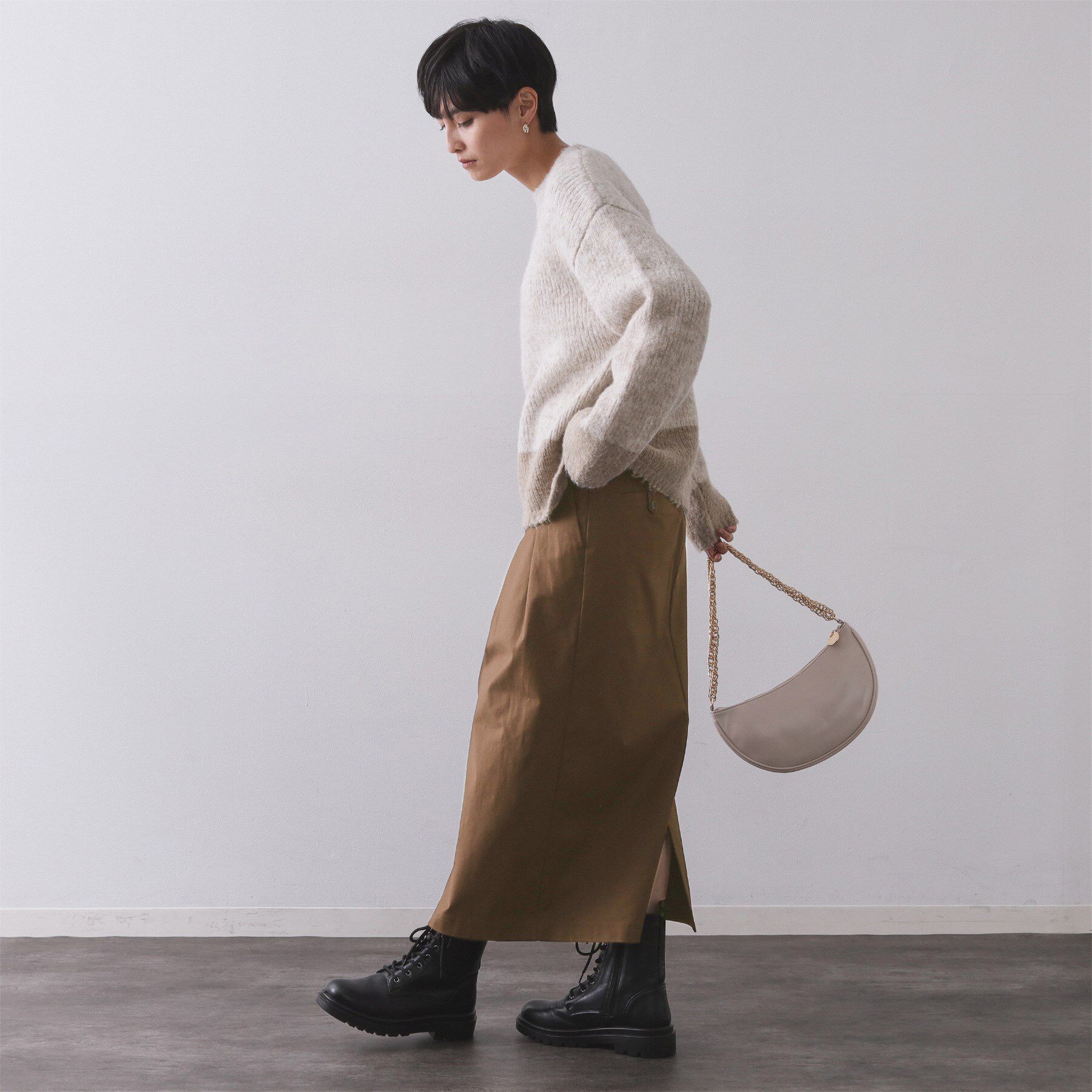 OPAQUE.CLIP「ストレッチタックナロースカート【洗濯機OK】」|スカート|