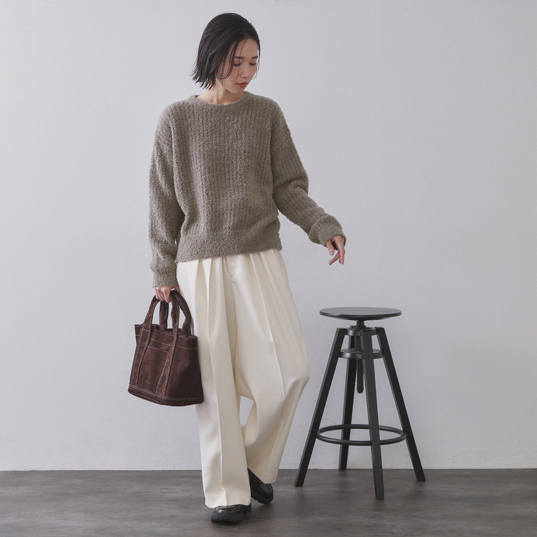 OPAQUE.CLIP「モールヤーンメッシュニット【洗濯機OK】」|ニット・セーター|