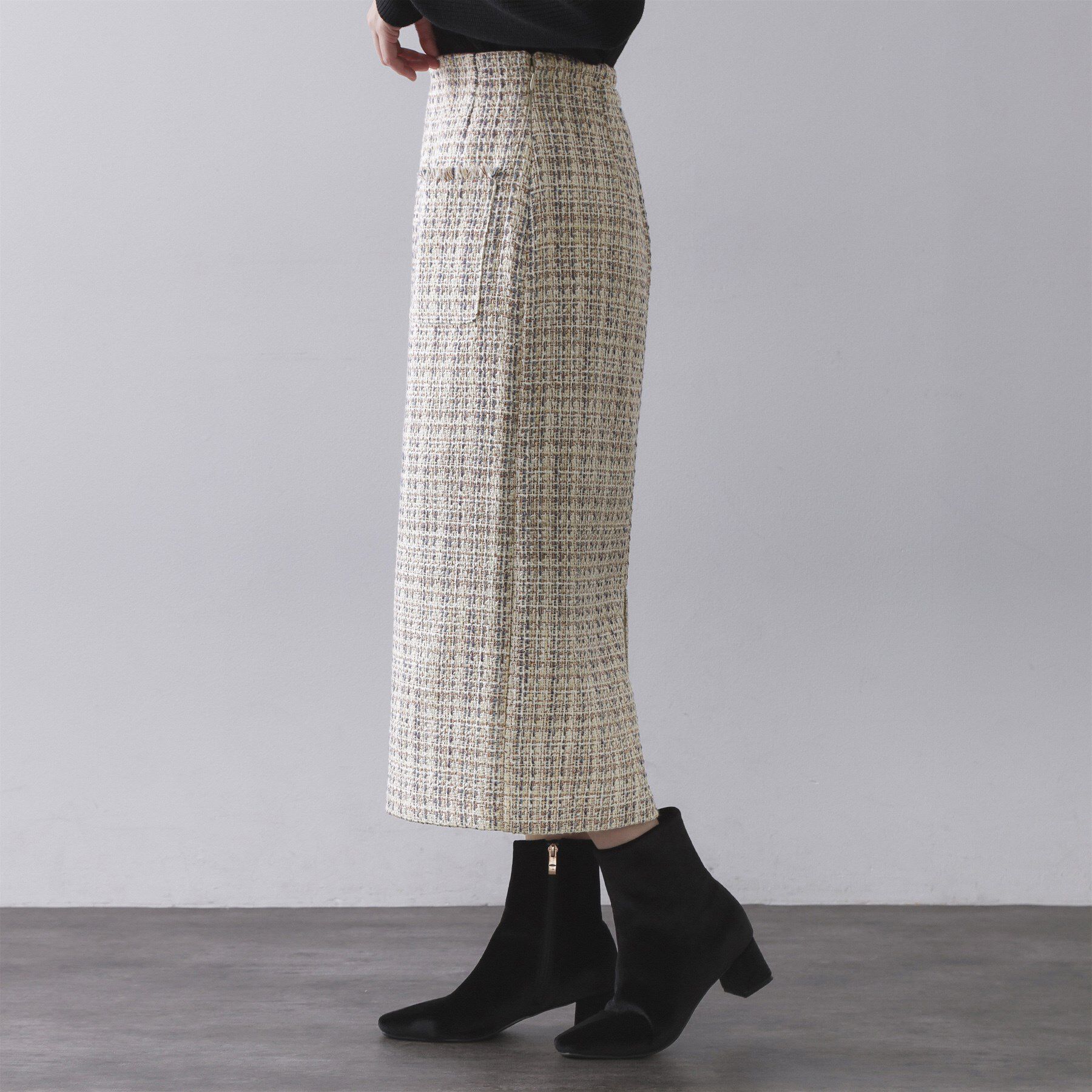 OPAQUE.CLIP「ファンシーツイードナロースカート【洗濯機OK】」|スカート|