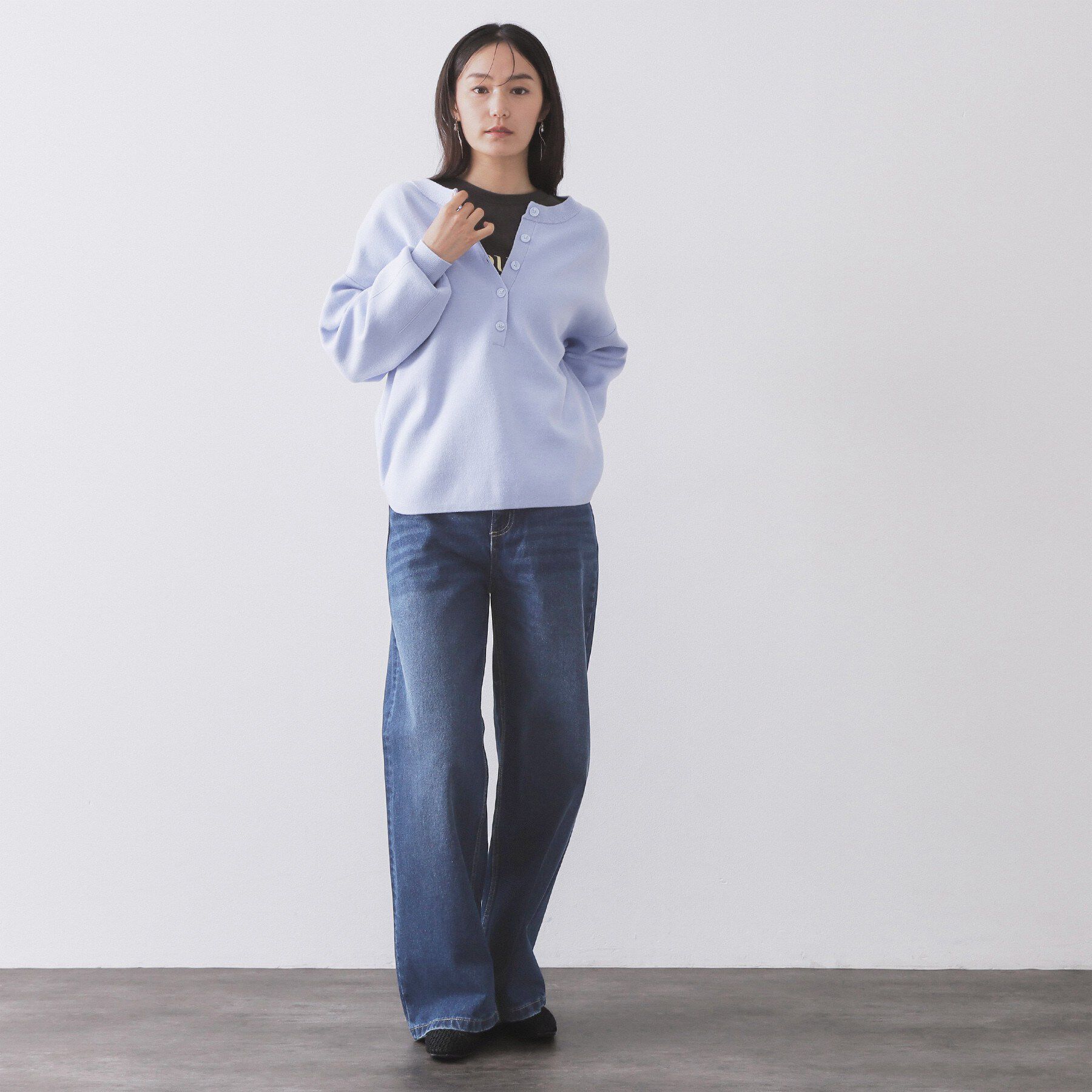 OPAQUE.CLIP「ワイドストレートデニムパンツ【洗濯機OK】《S～LL》」|デニム|