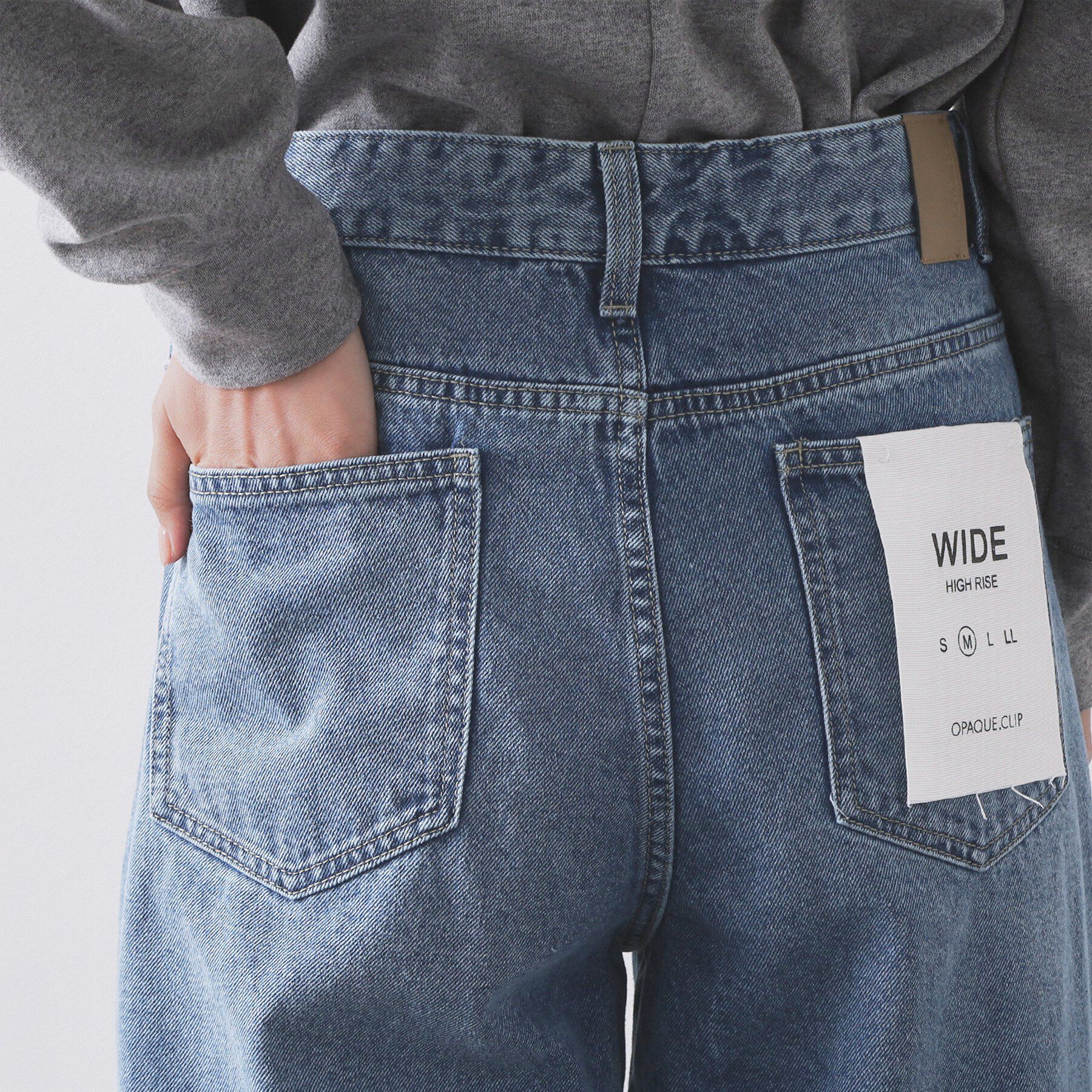 OPAQUE.CLIP「ワイドストレートデニムパンツ【洗濯機OK】《S～LL》」|デニム|