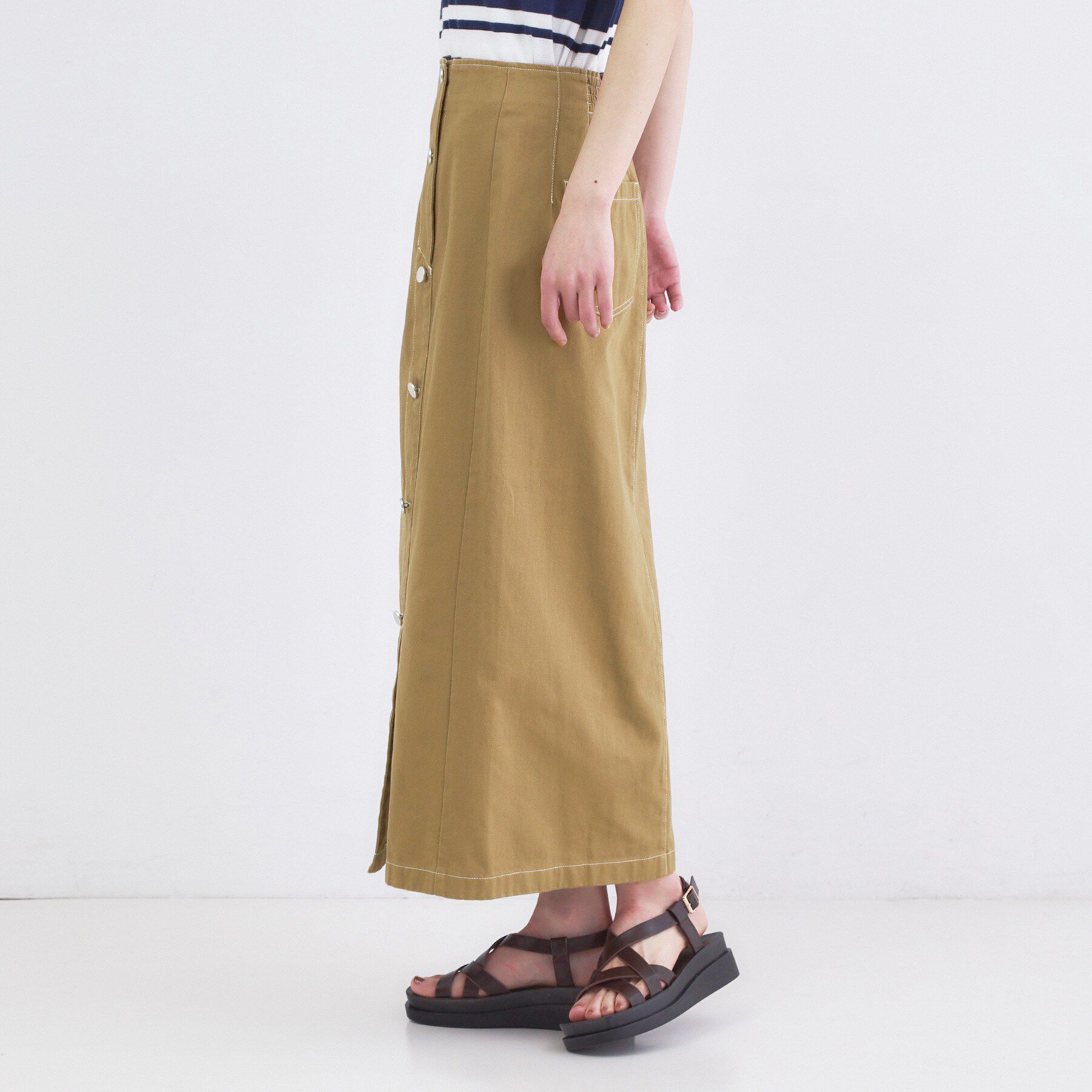 OPAQUE.CLIP「ボタンデザインナロースカート【洗濯機OK】」|スカート|