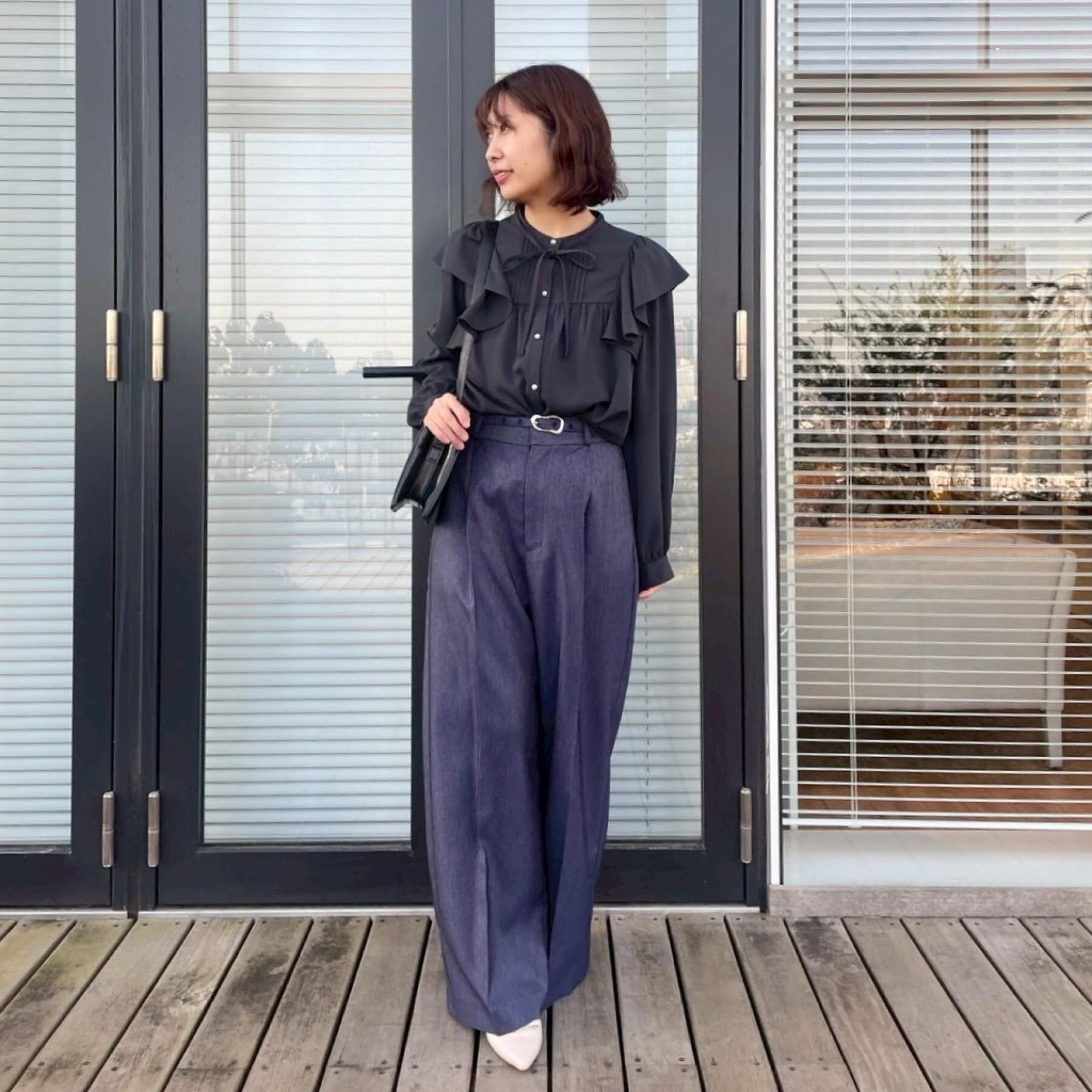 Couture broach「【洗える・リボン取り外し可】フリルジョーゼットブラウス」|シャツ・ブラウス|