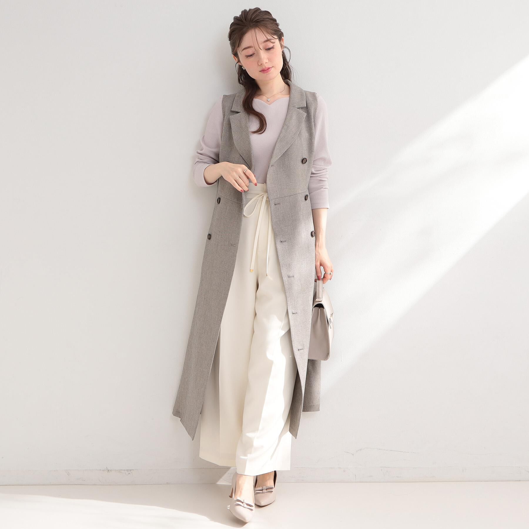 Couture broach「【洗える・S-LL】細リボンデザイン タックワイドパンツ」|その他|