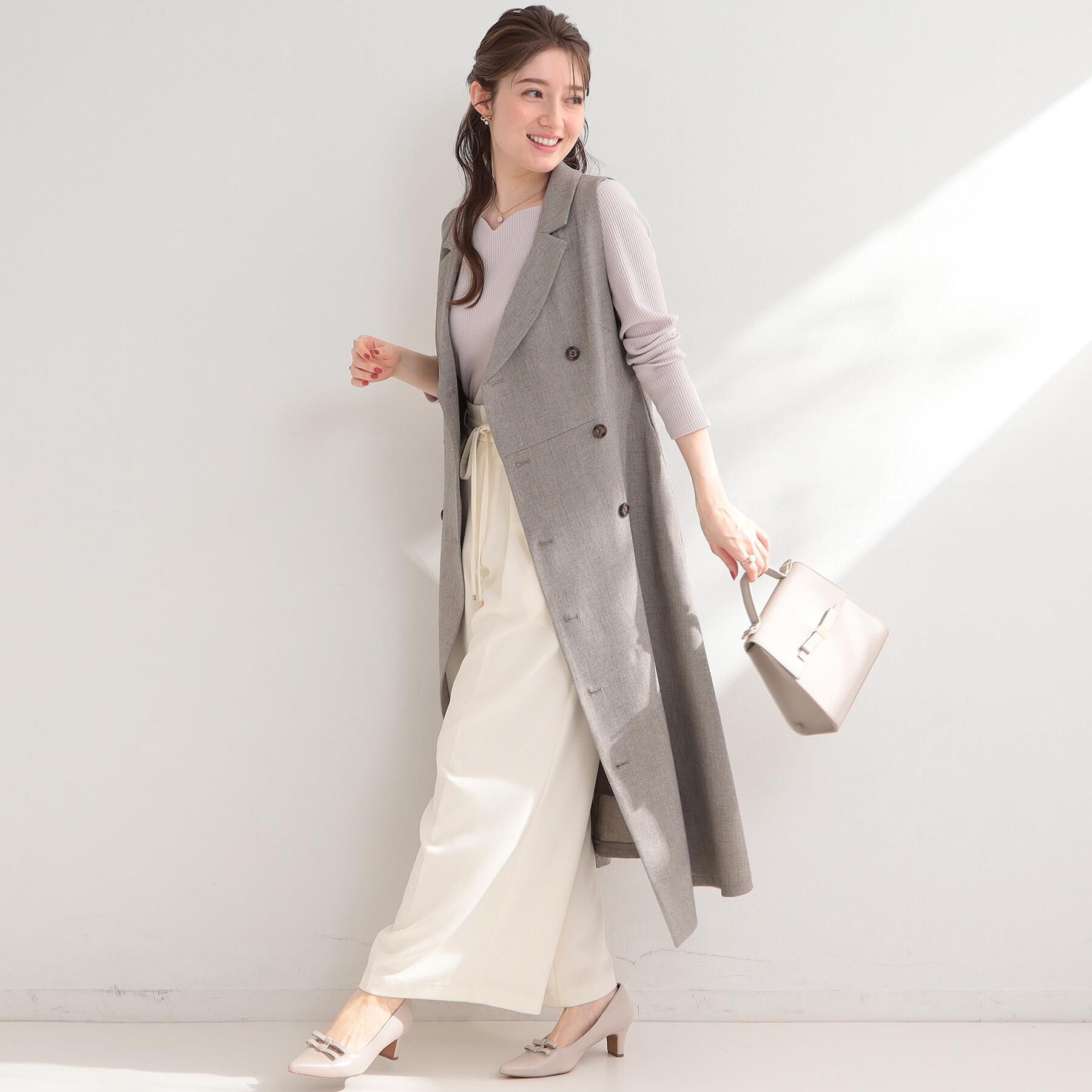 Couture broach「【洗える・S-LL】細リボンデザイン タックワイドパンツ」|その他|