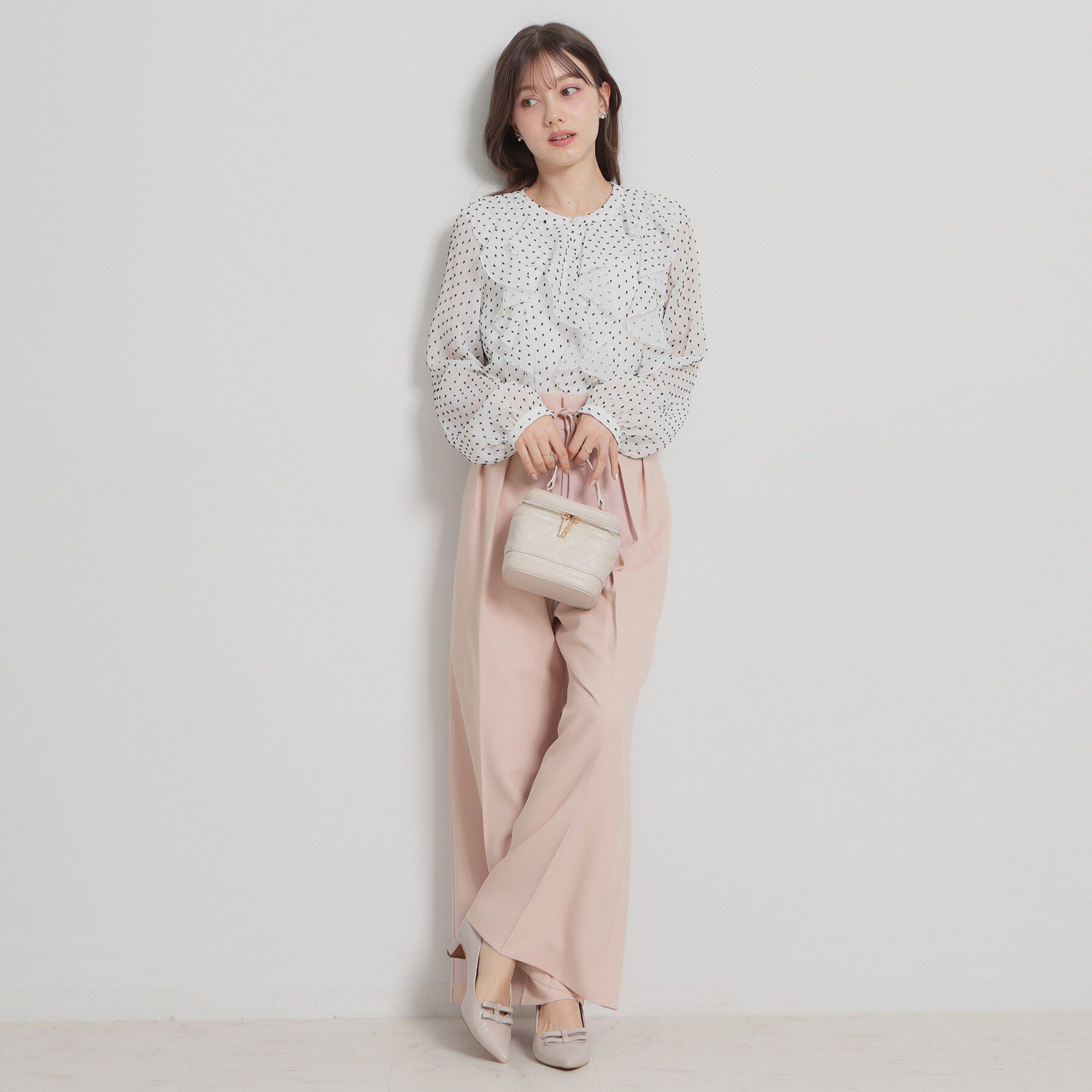 Couture broach「【洗える・S-LL】細リボンデザイン タックワイドパンツ」|その他|