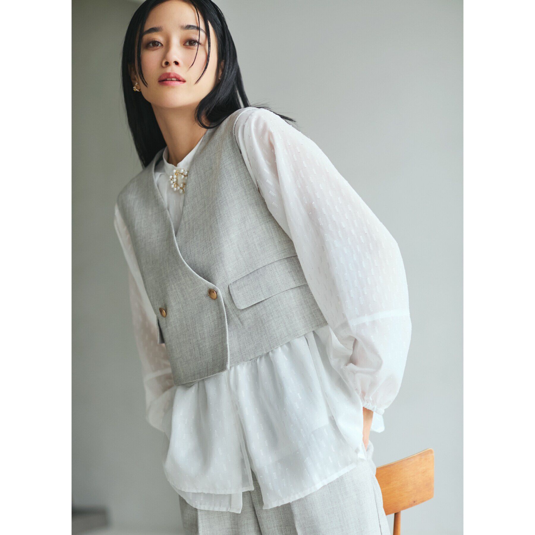 THE SHOP TK「【セットアップ可／ONOFF活躍】カルゼショートジレ／洗える」|ベスト・ジレ|