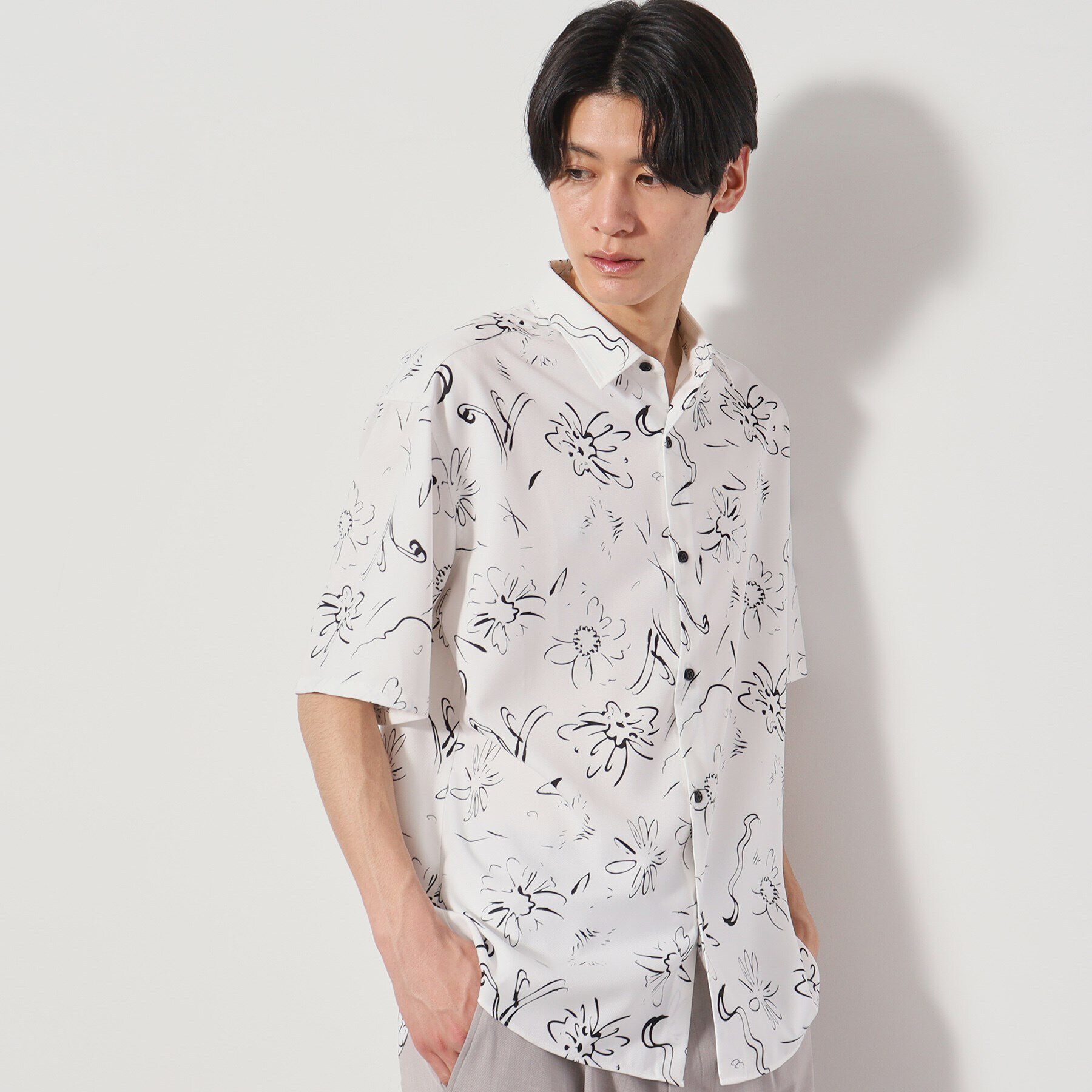 THE SHOP TK「ドライポリプリント半袖シャツ　洗える/吸水速乾」|シャツ・ブラウス|オフホワイト(103