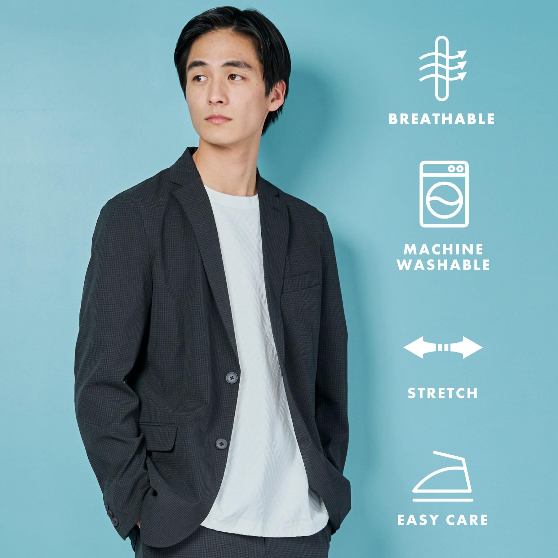 THE SHOP TK「ライトドッツジャケット【セットアップ可/洗濯機OK】」|テーラードジャケット|チャコールグレー(0