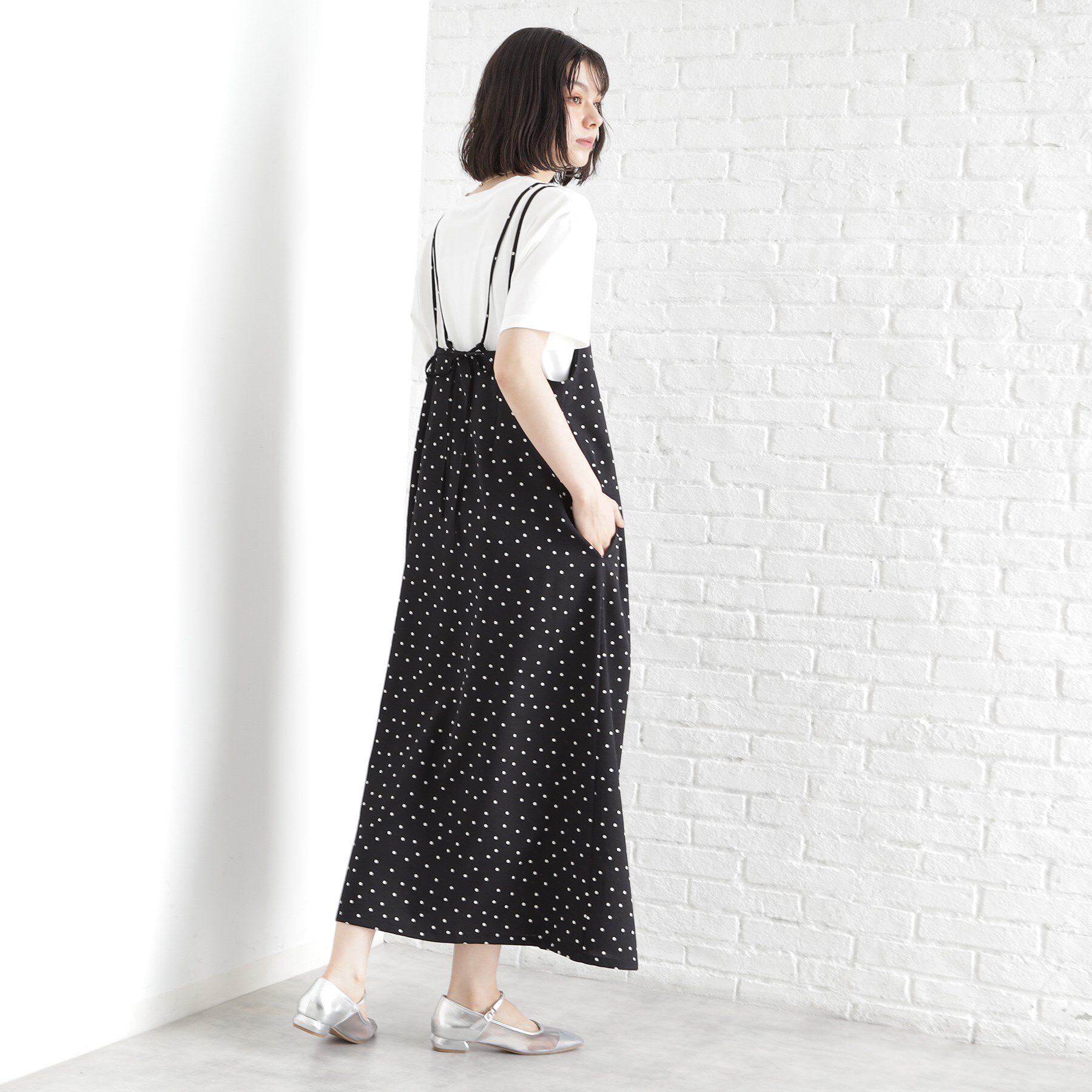 THE SHOP TK「ドット柄キャミワンピース/洗える」|ワンピース|
