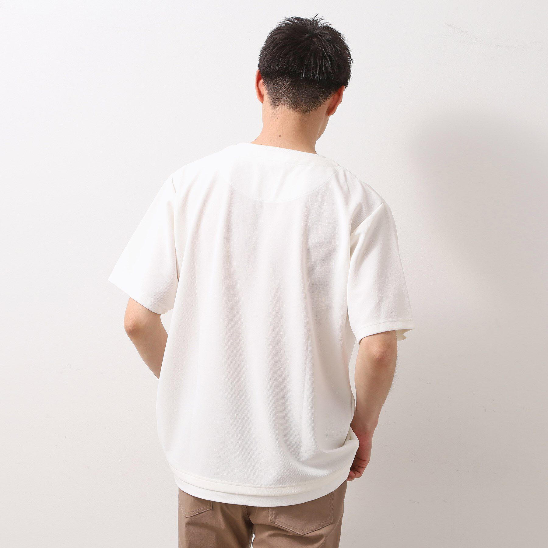THE SHOP TK「ツイルキーネック半袖Tシャツ 【接触冷感/洗濯機OK】」|Tシャツ・カットソー|