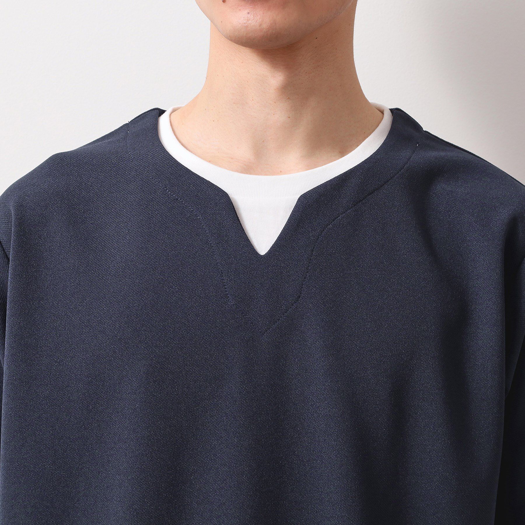 THE SHOP TK「ツイルキーネック半袖Tシャツ 【接触冷感/洗濯機OK】」|Tシャツ・カットソー|