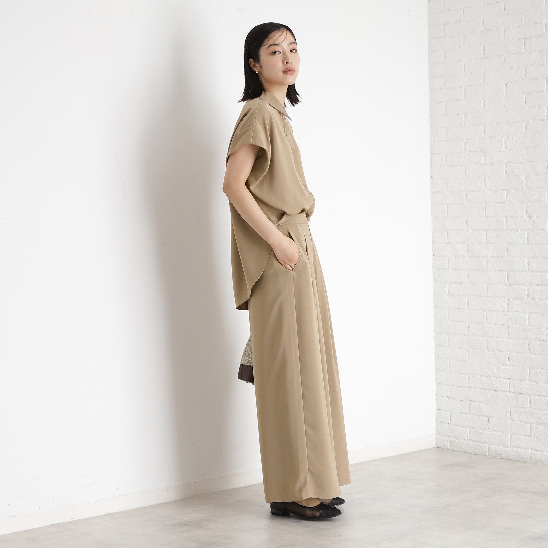 THE SHOP TK「コットンライクブラウス【接触冷感/洗濯機OK/UV/セットアップ可】」|シャツ・ブラウス|