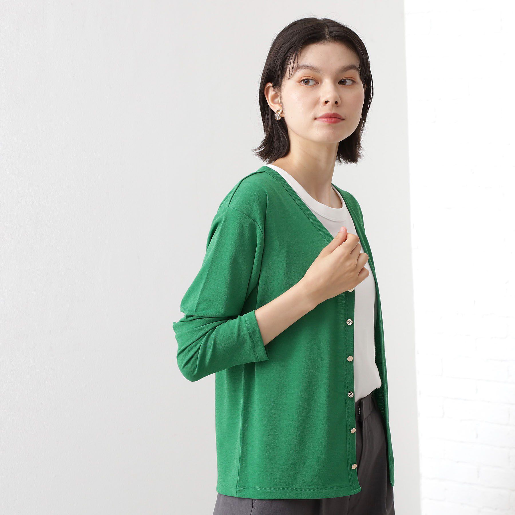 THE SHOP TK「シアーフライスVカーデ」|カーディガン|