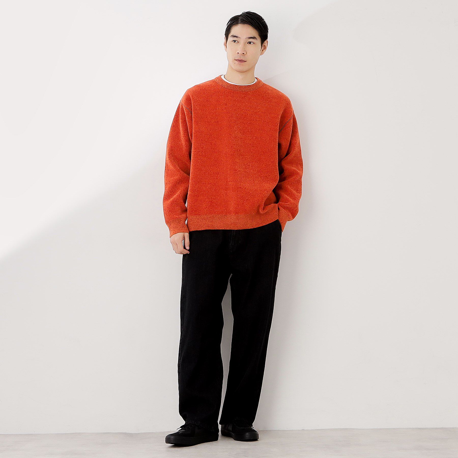 THE SHOP TK「【包み込まれるような柔らかさ】配色モールニット 洗濯機OK」|ニット・セーター|