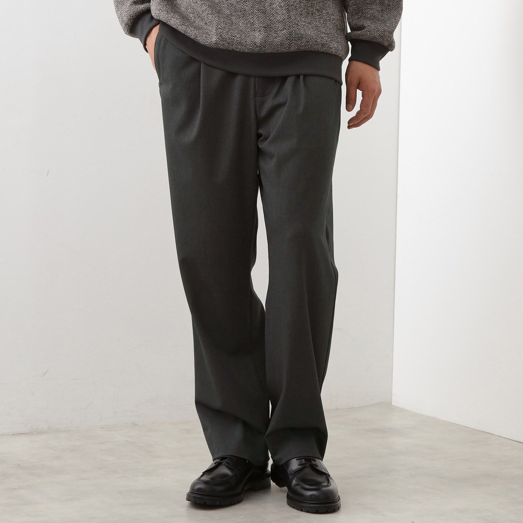 THE SHOP TK「セミワイドイージーパンツWARM 洗濯機OK／裏起毛／ストレッチ」|その他|チャコールグレー(0