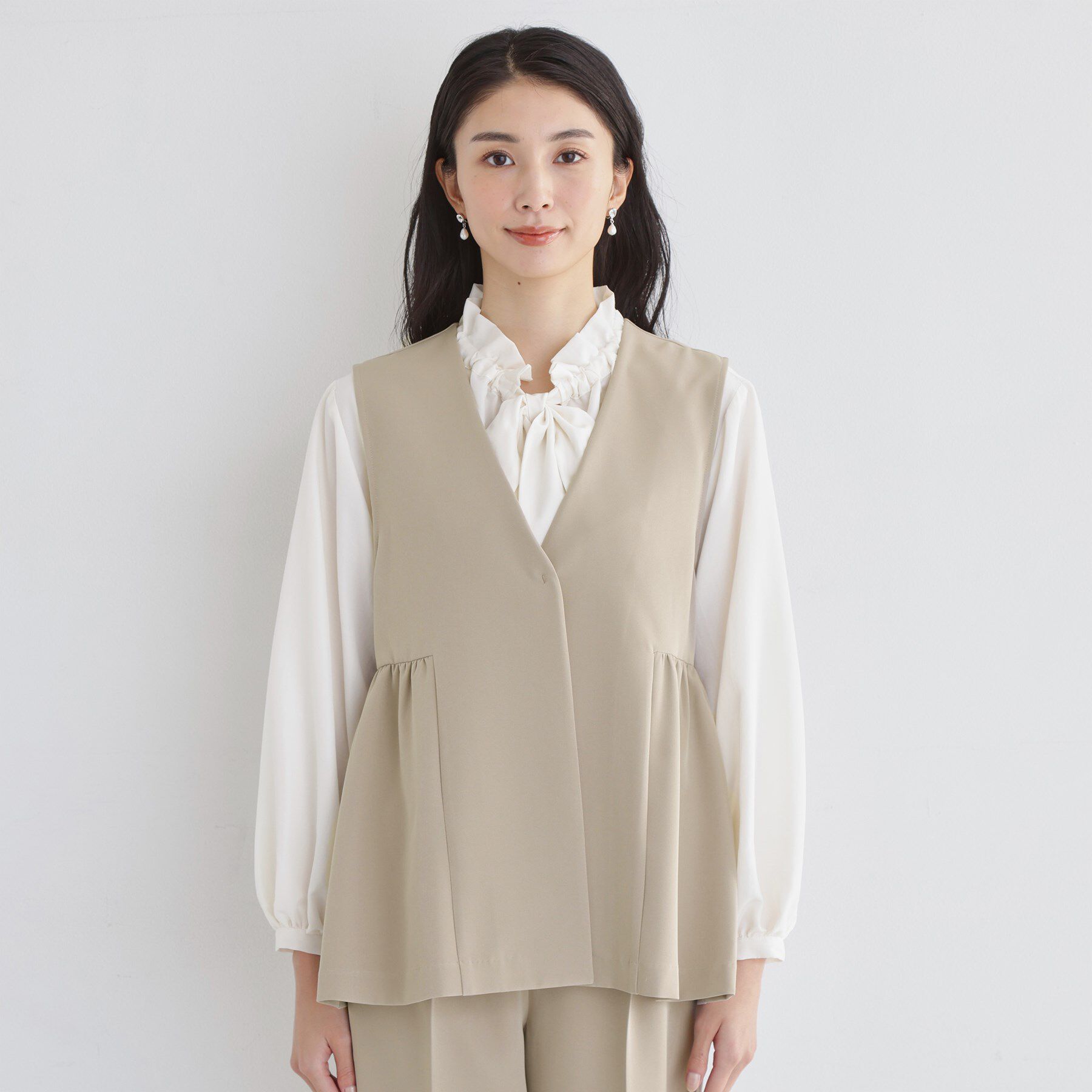 THE SHOP TK「【通勤・きちんと見えに】ダブルクロス ペプラムジレ/セットアップ可」|ベスト・ジレ|