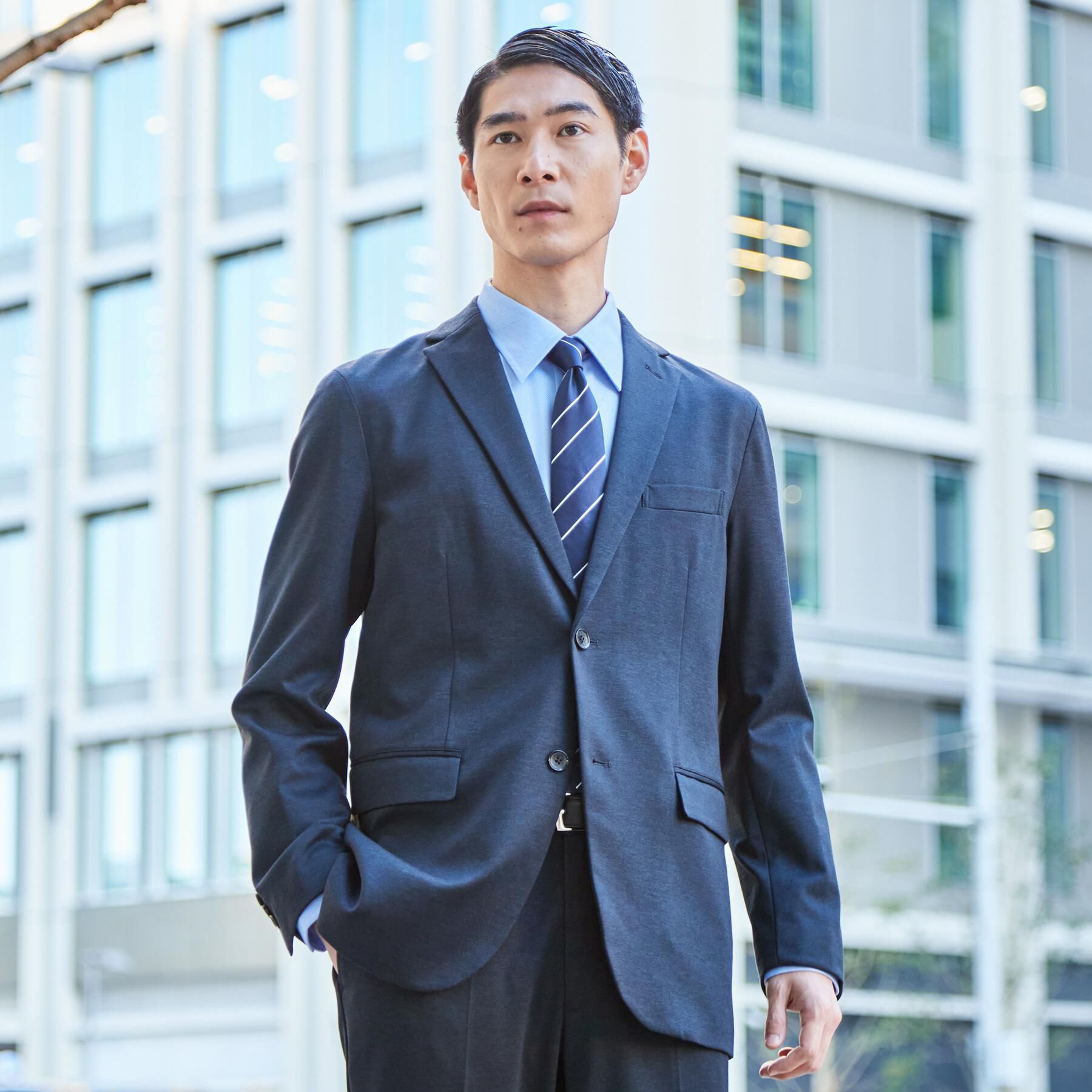 THE SHOP TK「【動きやすい、快適ビジネスジャケット】TRジャージ ジャケット　セットアップ可/洗濯機OK/ストレッ」|テーラードジャケット|