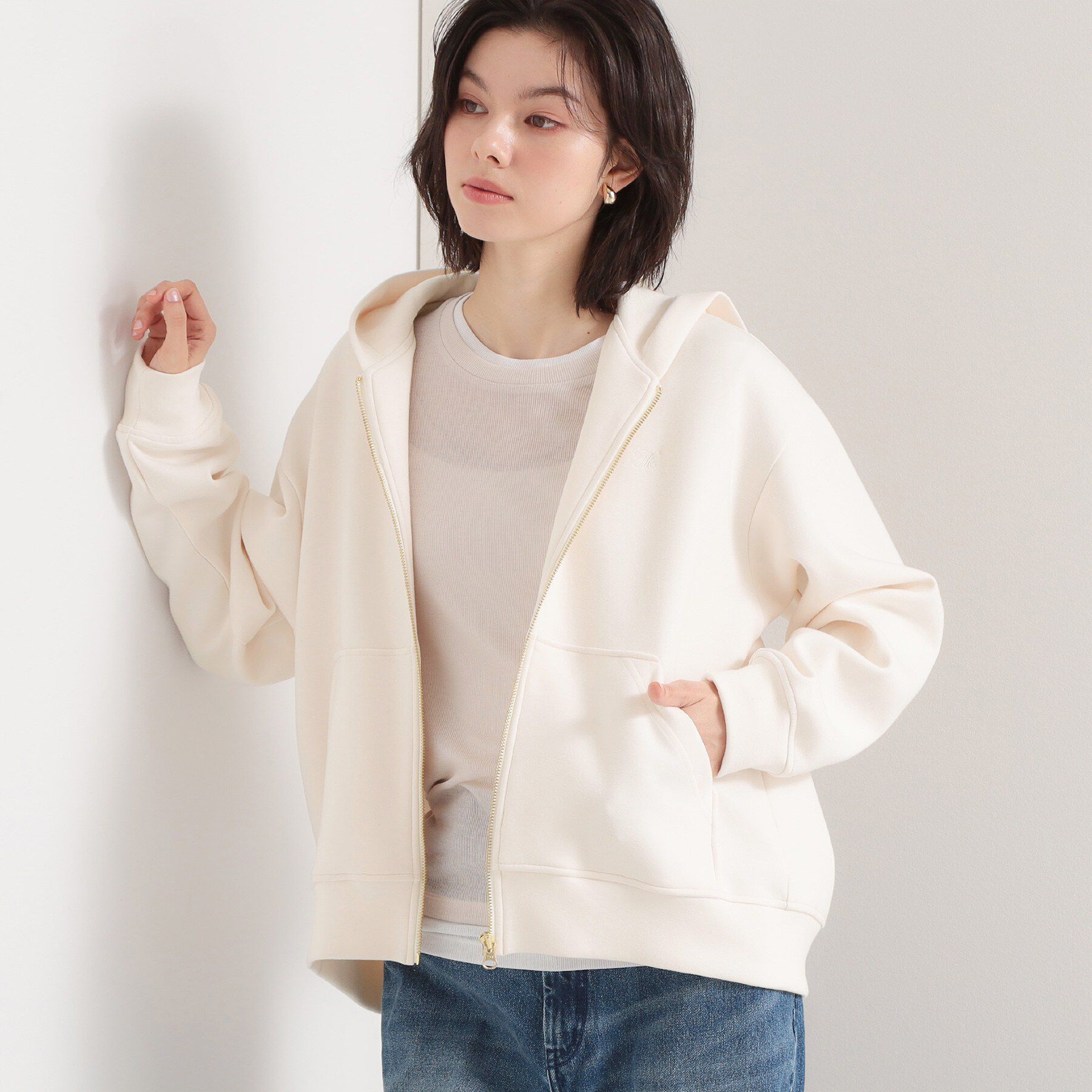 THE SHOP TK「ダンボールジップパーカ」|カーディガン|オフホワイト(003