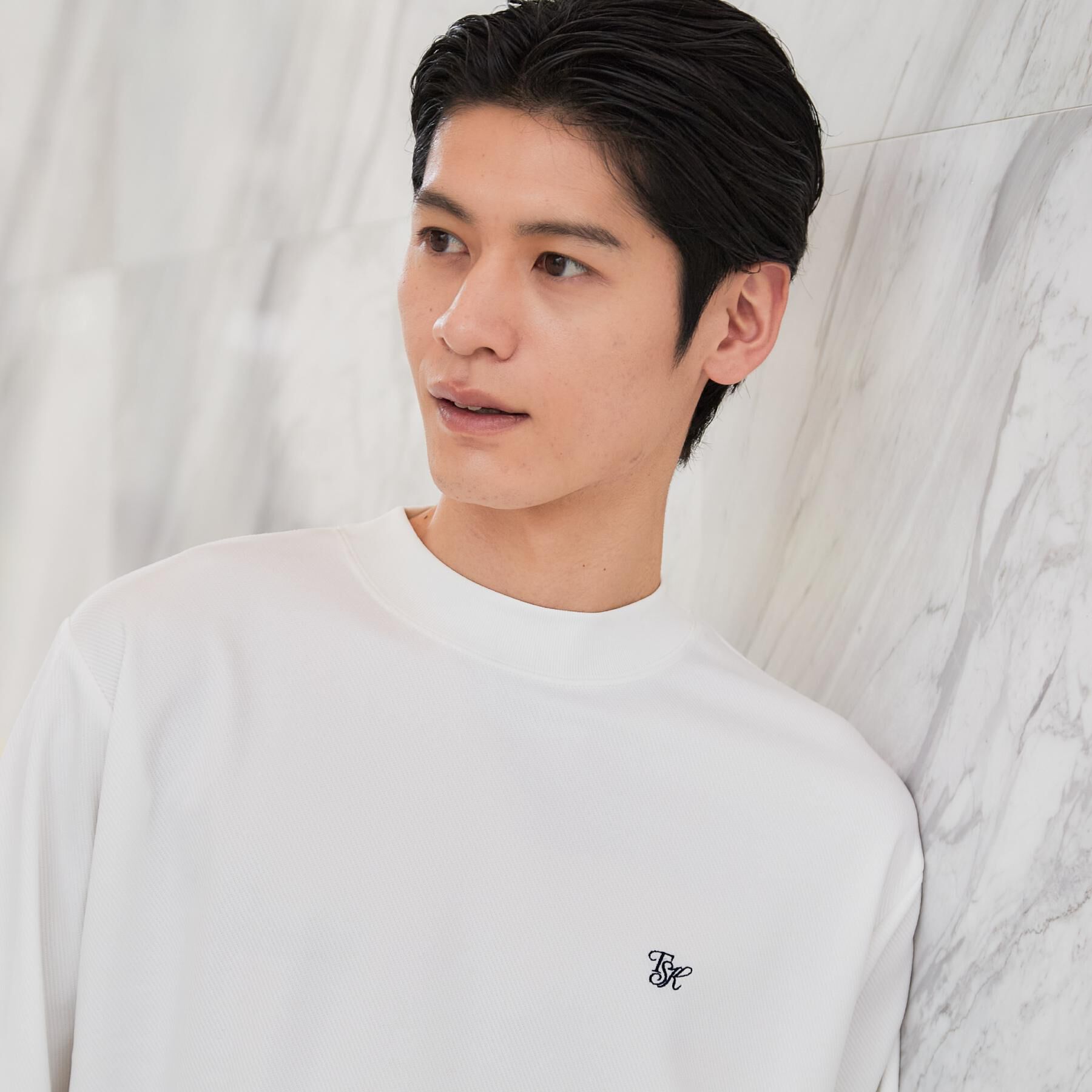 THE SHOP TK「ビジネス兼用 カルゼモックネック長袖Tシャツ 洗濯機OK/毛玉になりにくい」|Tシャツ・カットソー|