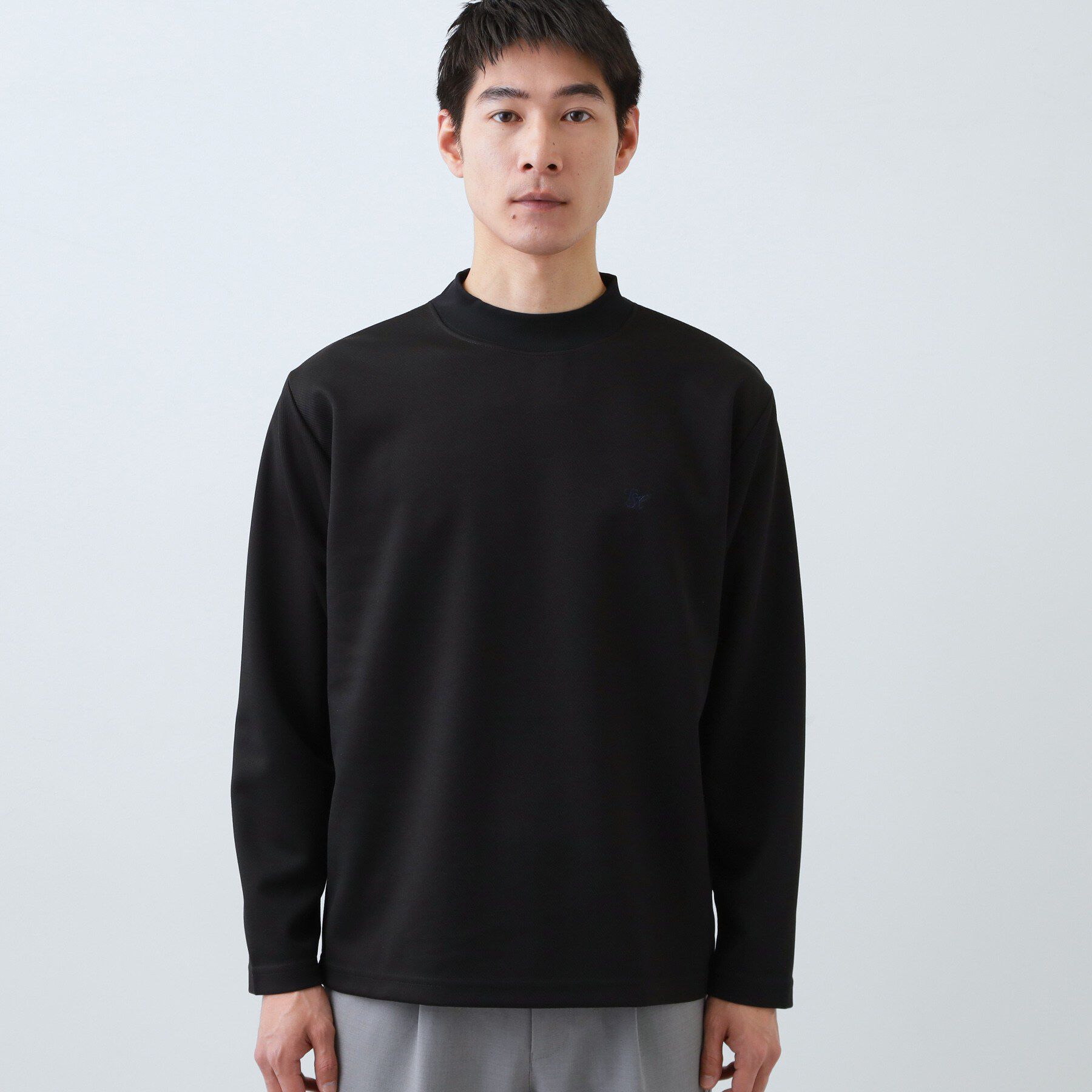 THE SHOP TK「ビジネス兼用 カルゼモックネック長袖Tシャツ 洗濯機OK/毛玉になりにくい」|Tシャツ・カットソー|