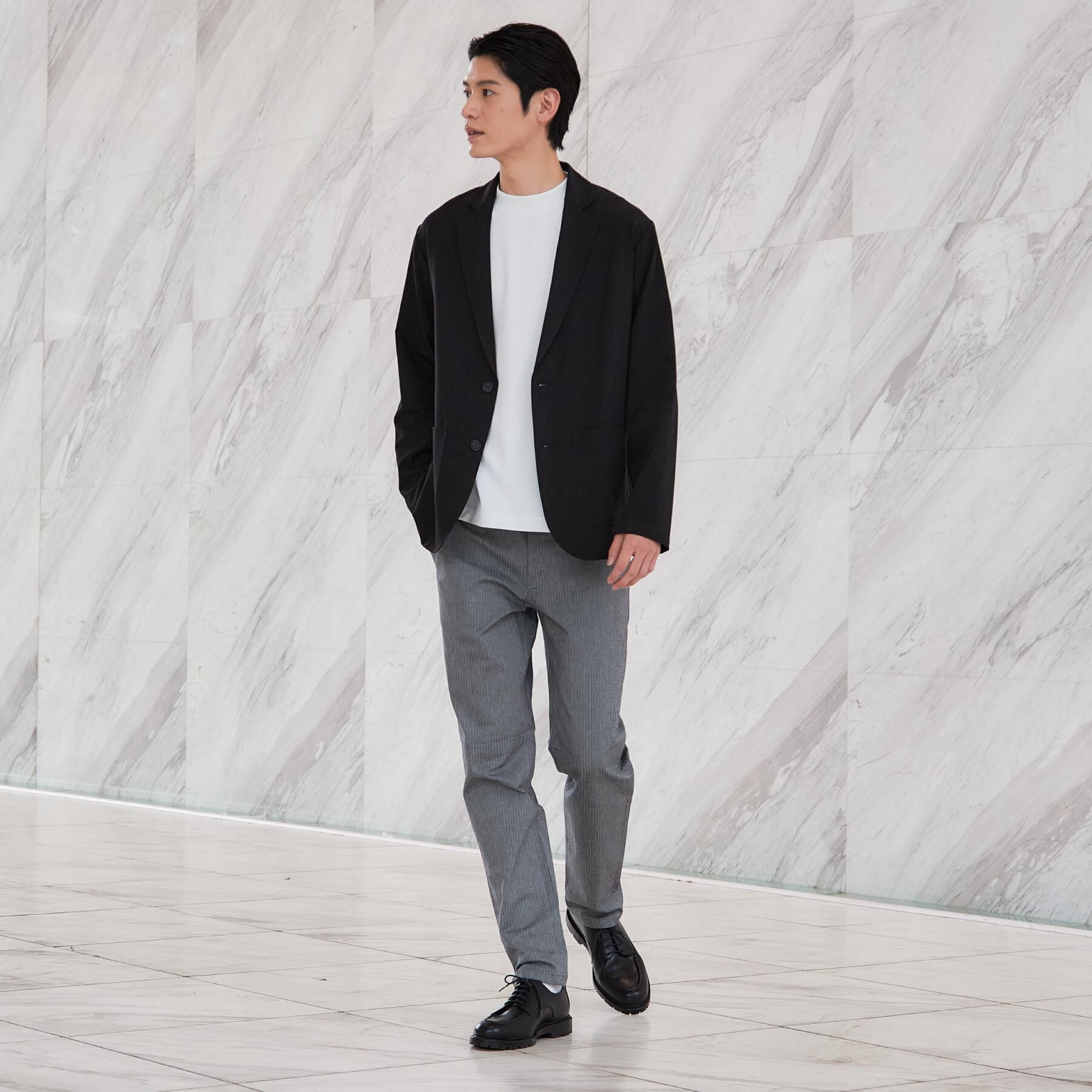 THE SHOP TK「ビジネス兼用 カルゼモックネック長袖Tシャツ 洗濯機OK/毛玉になりにくい」|Tシャツ・カットソー|