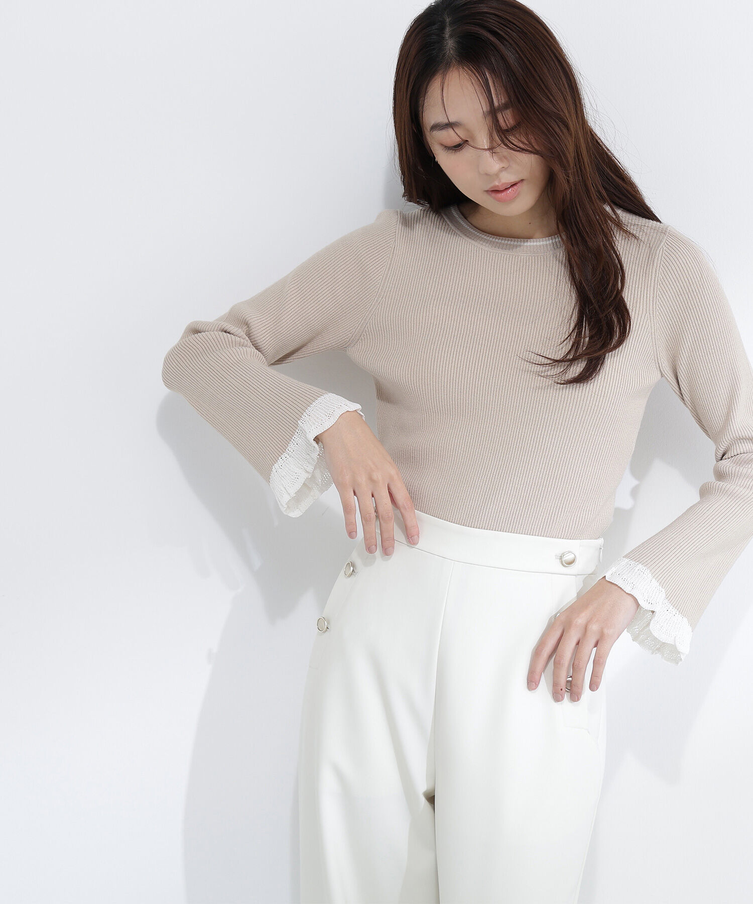  「レーシーカフスリブニット」|ニット・セーター|