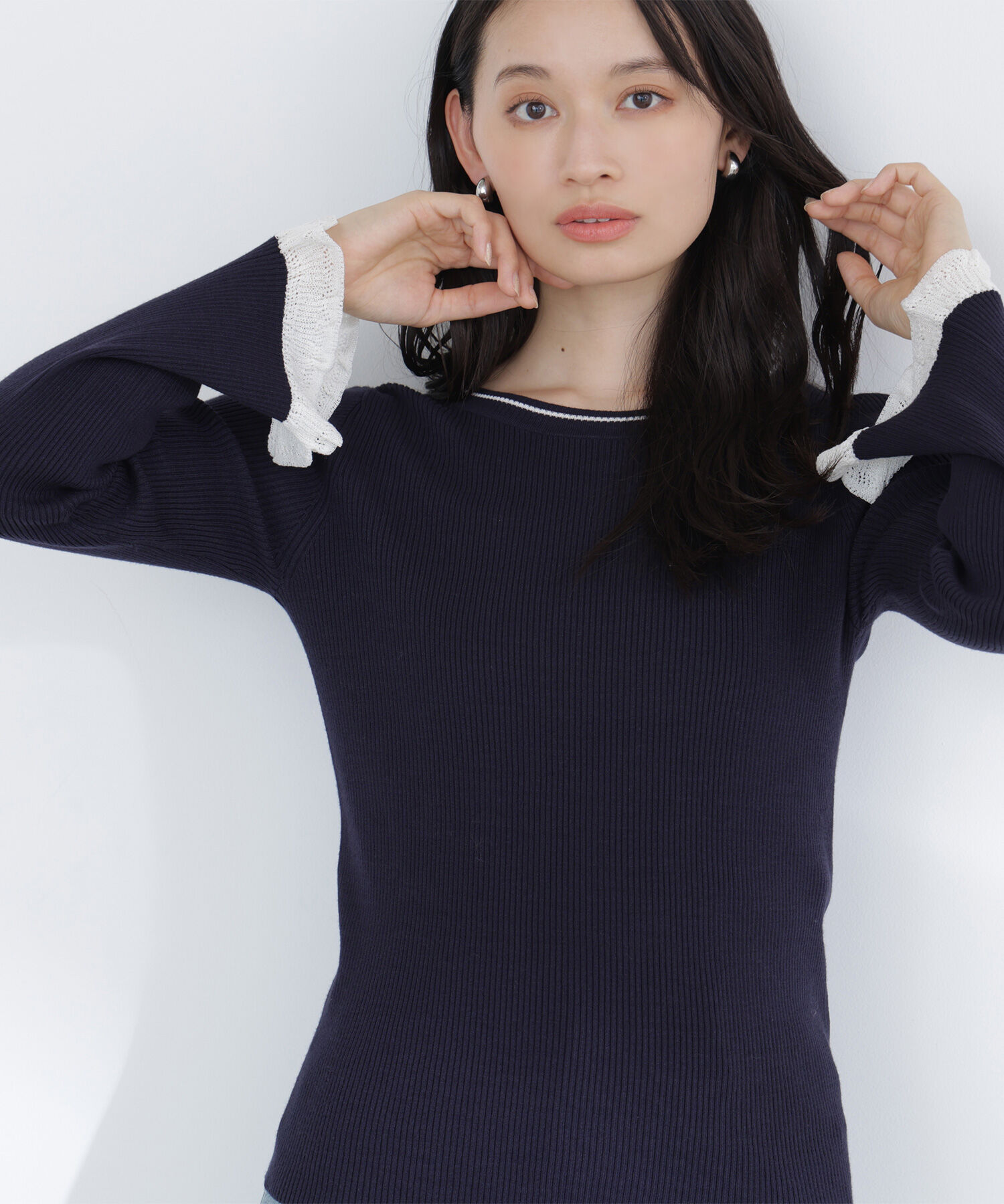  「レーシーカフスリブニット」|ニット・セーター|