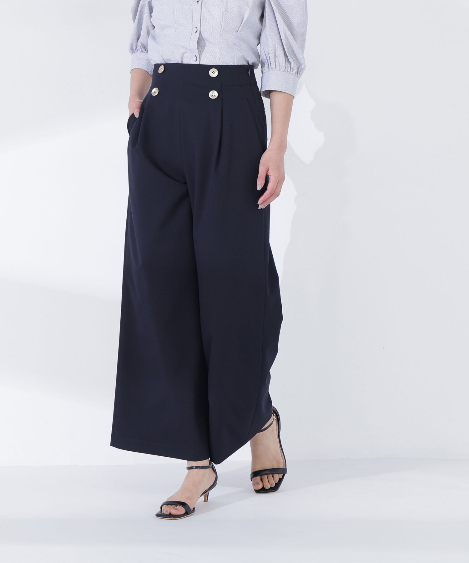  「ハイウエストマリンパンツ」|その他|ネイビー
