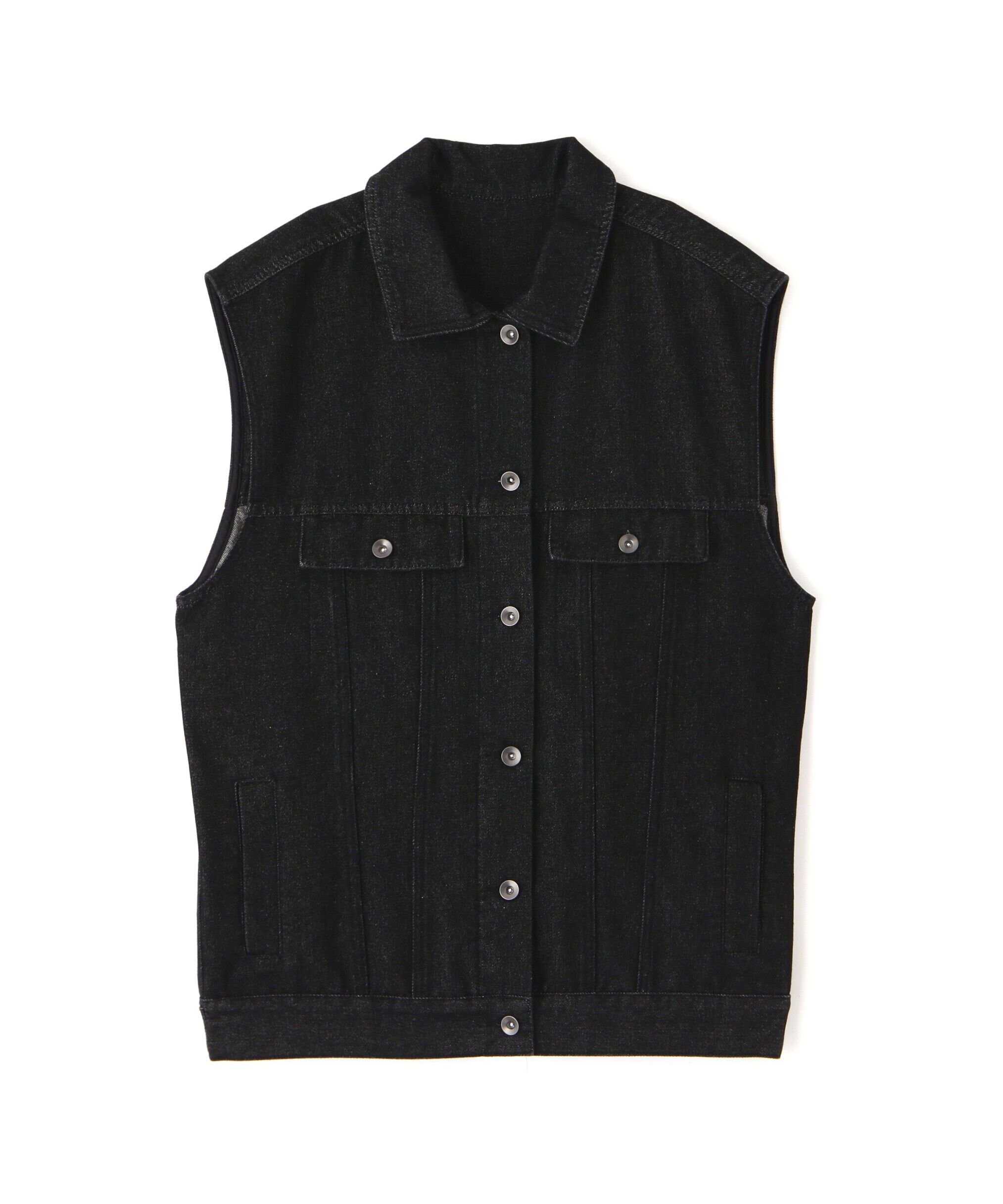  「ミドル丈デニムベスト」|ブルゾン・スタジャン|