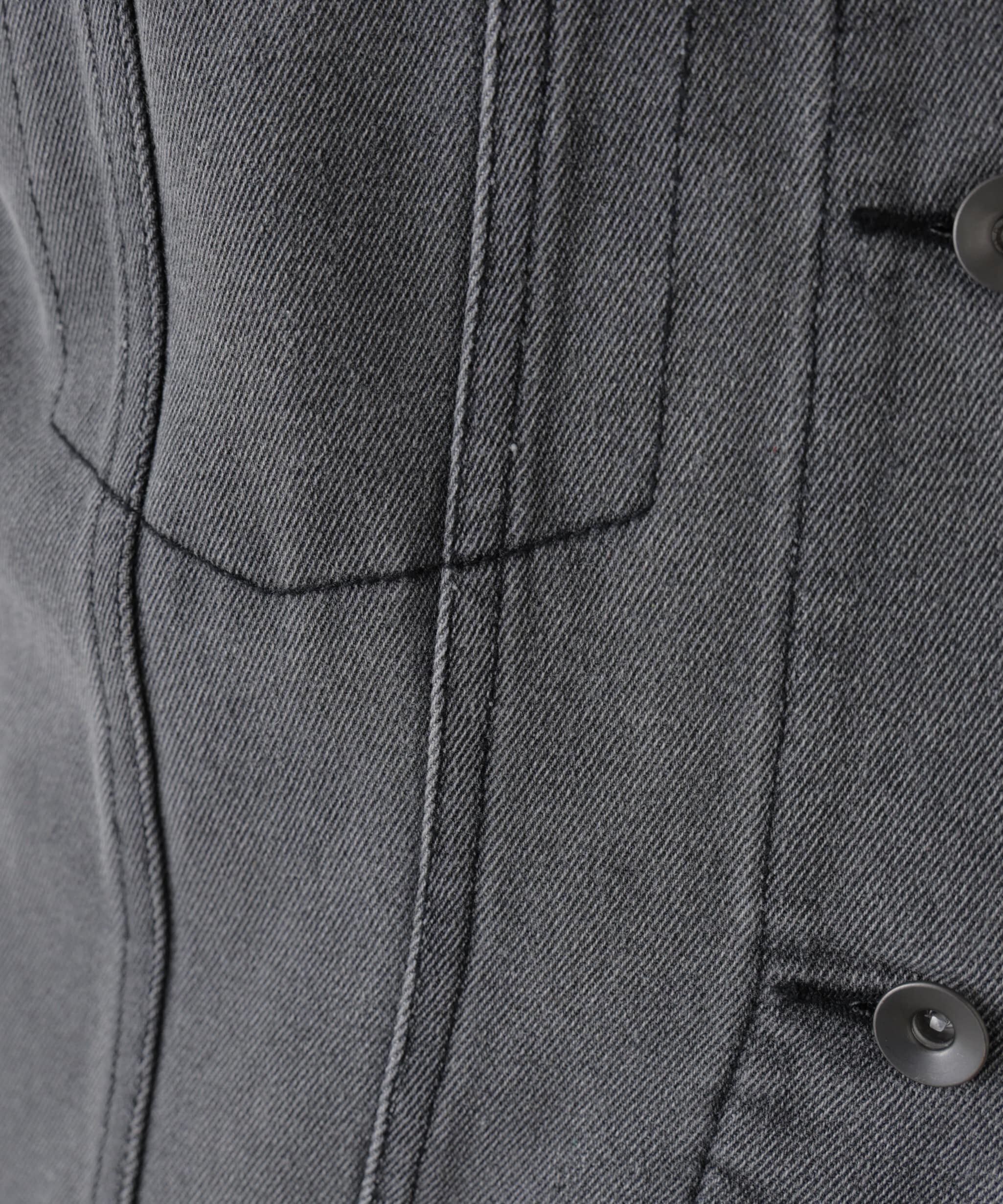  「ミドル丈デニムベスト」|ブルゾン・スタジャン|