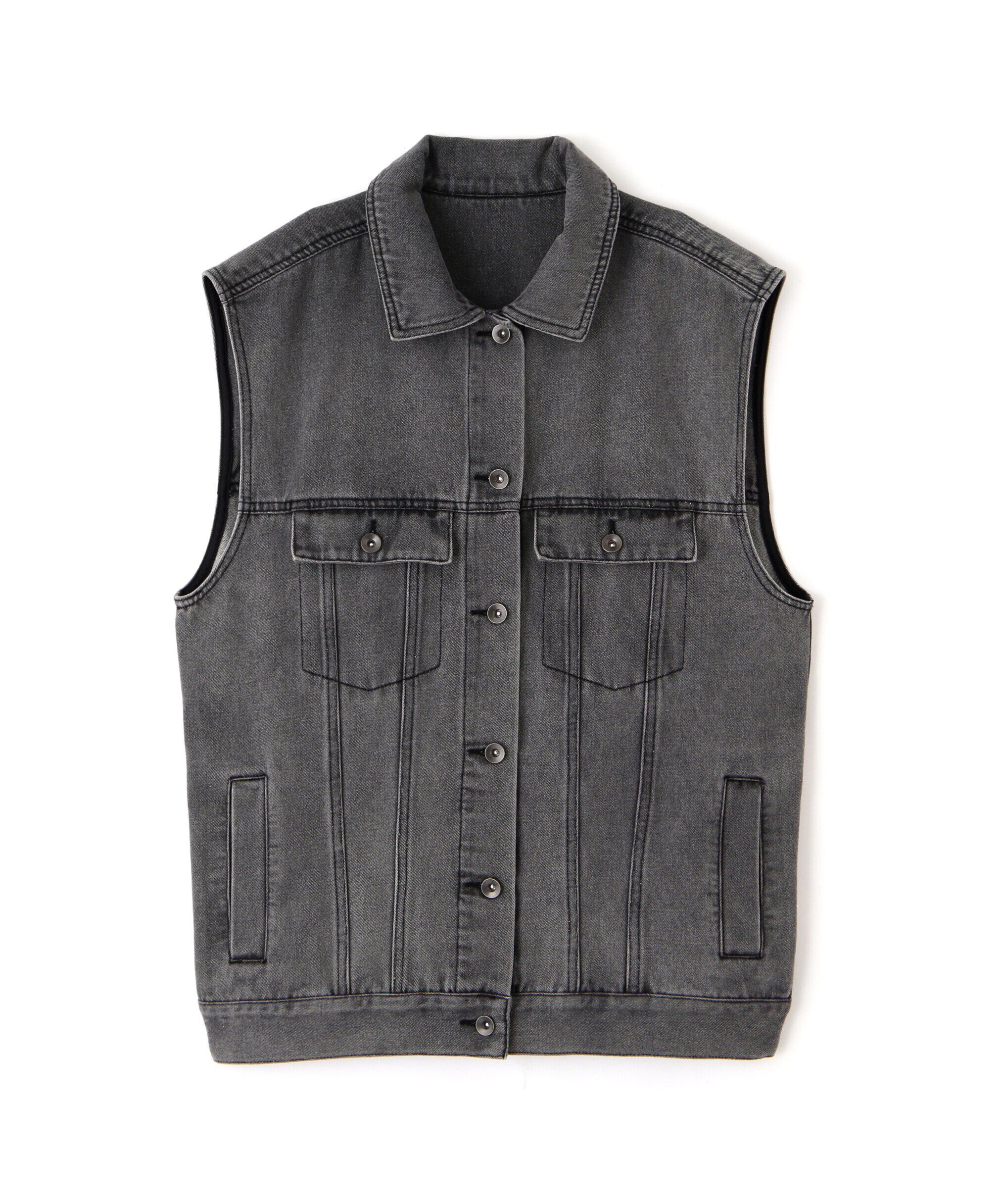  「ミドル丈デニムベスト」|ブルゾン・スタジャン|