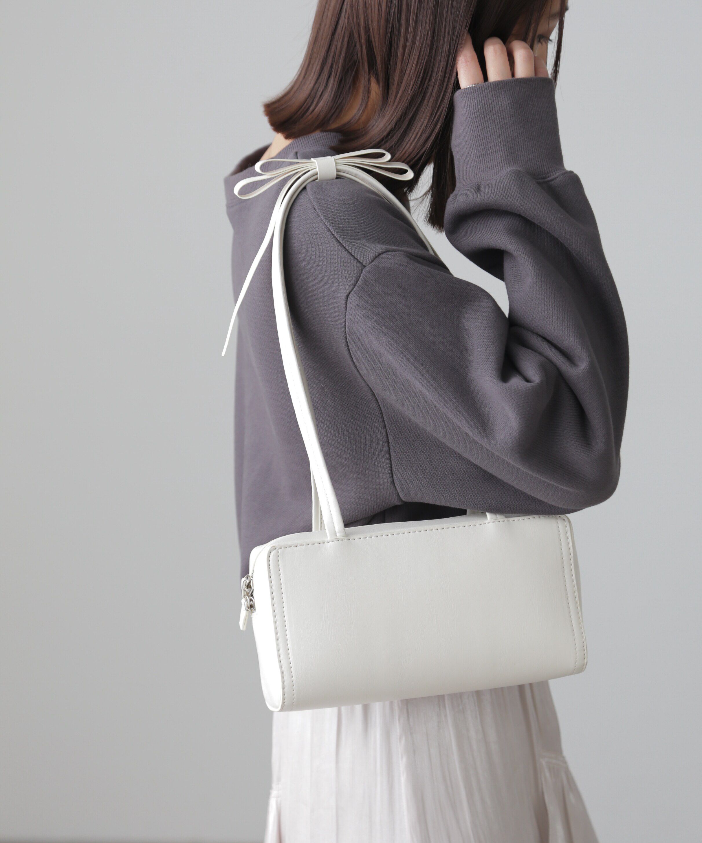  「リボンショルダーバッグ」|その他|ホワイト