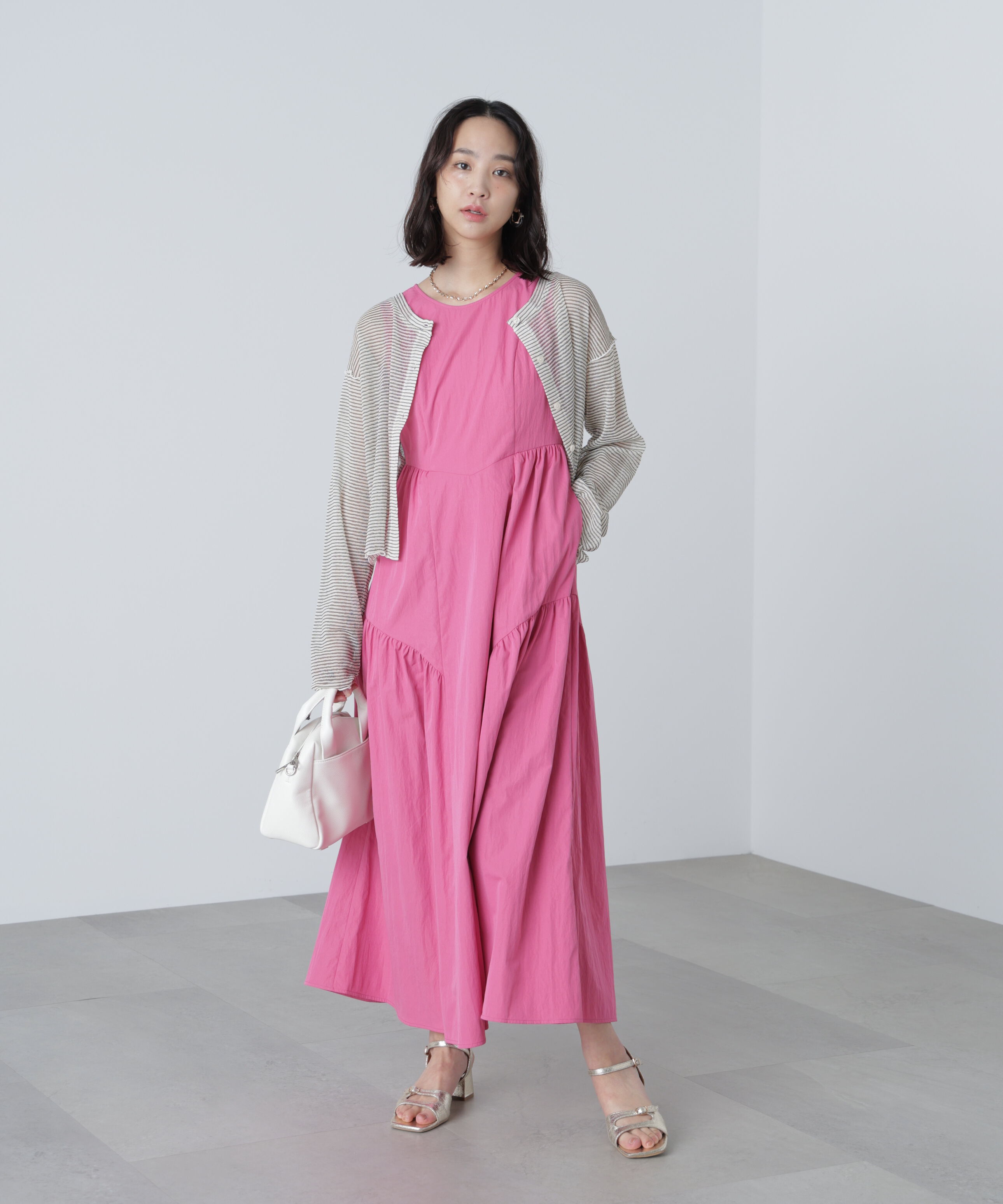  「タイプライターギャザーマキシワンピース」|ワンピース|