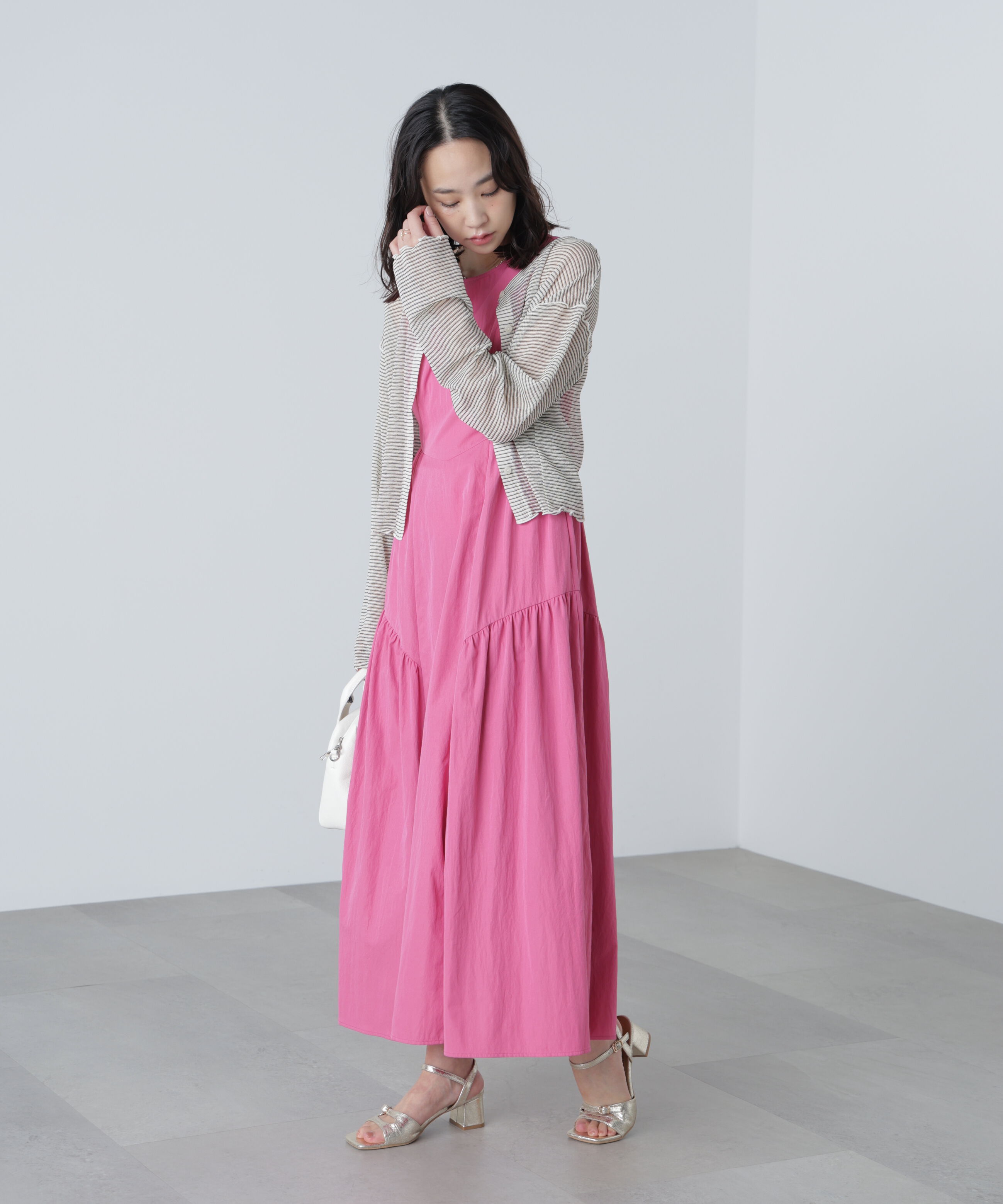  「タイプライターギャザーマキシワンピース」|ワンピース|