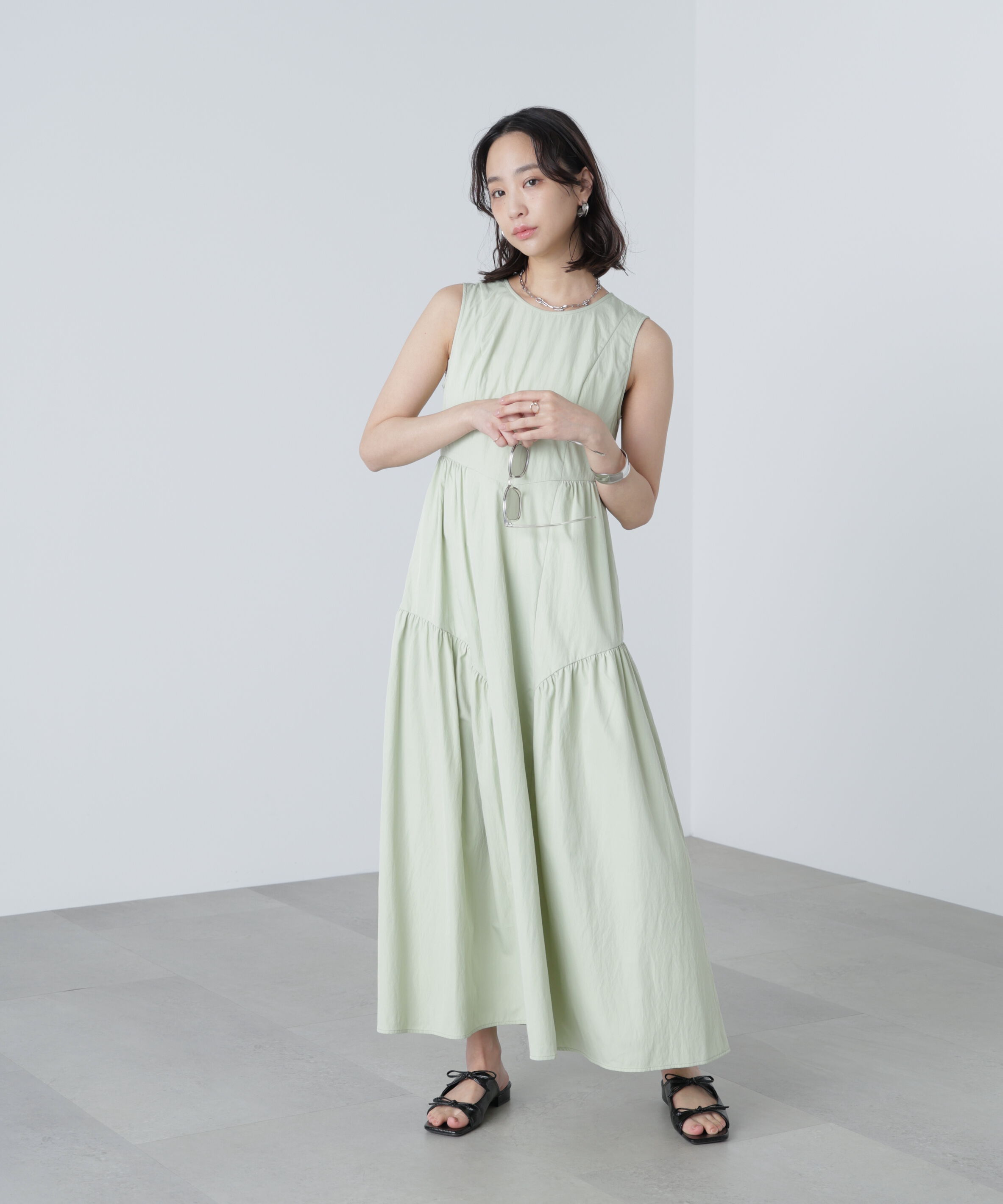  「タイプライターギャザーマキシワンピース」|ワンピース|