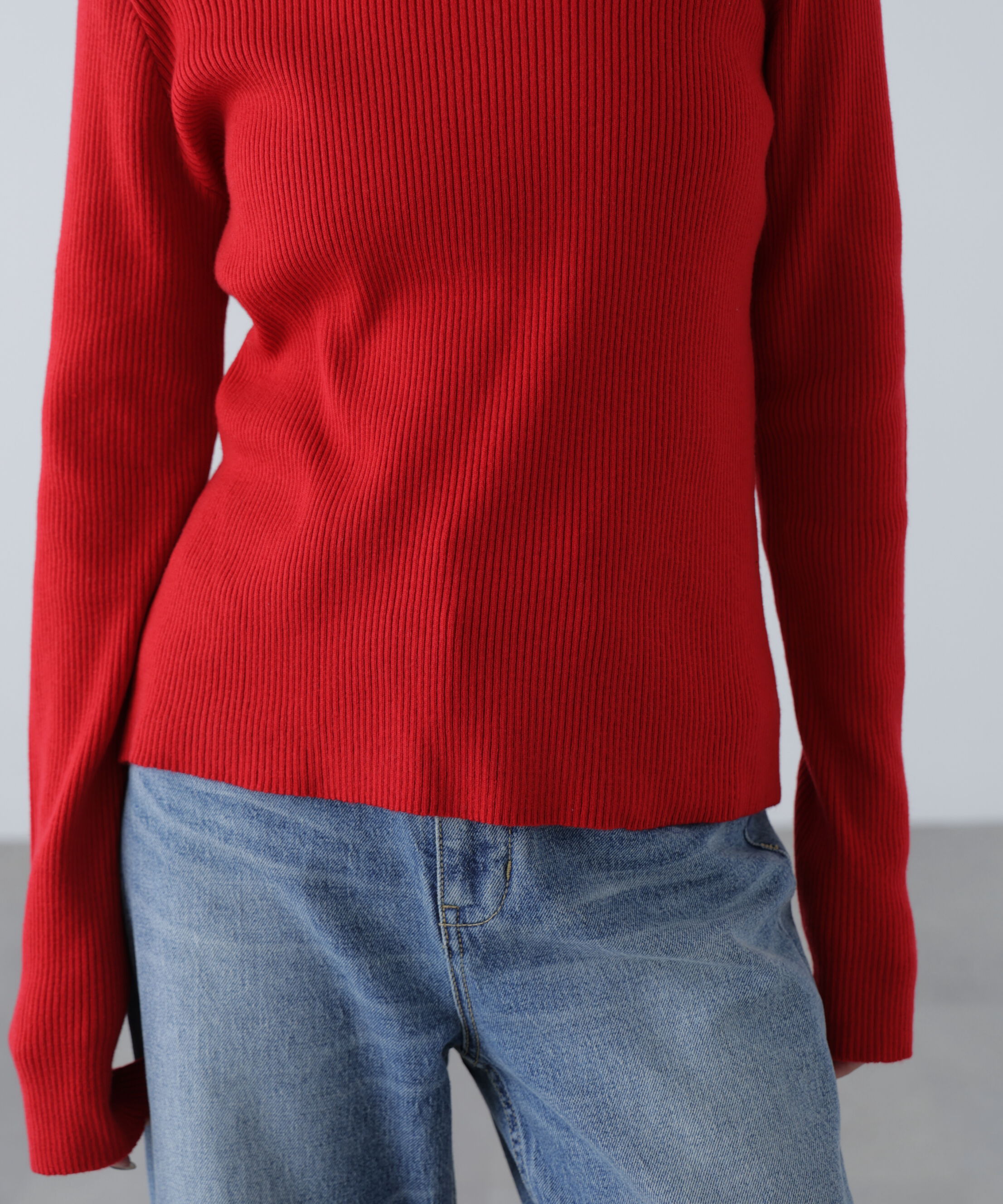  「袖金ボタンリブタートルニット」|ニット・セーター|