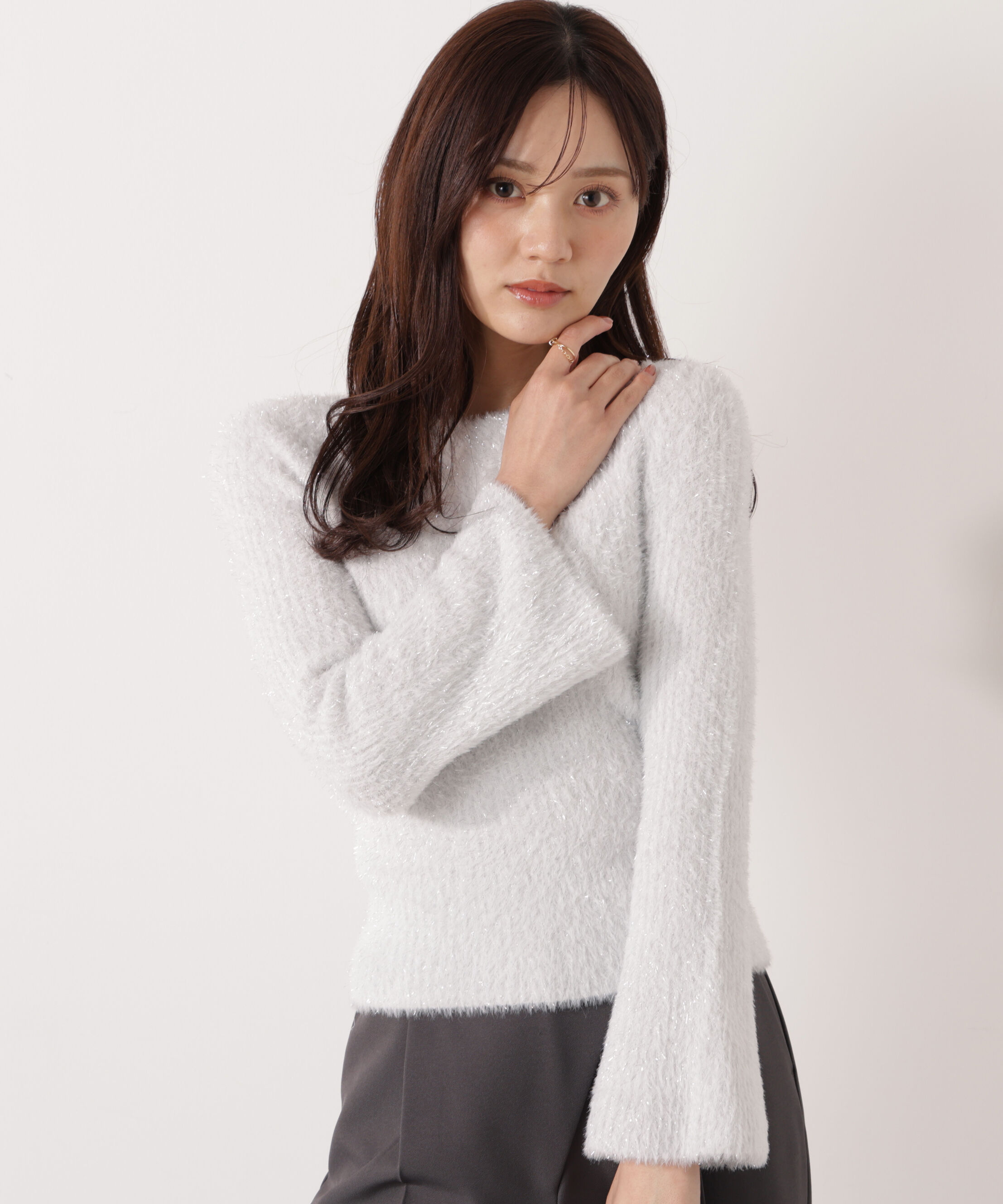 PROPORTION BODY DRESSING「ラメフェザーボートネックニット 26SS」|ニット・セーター|