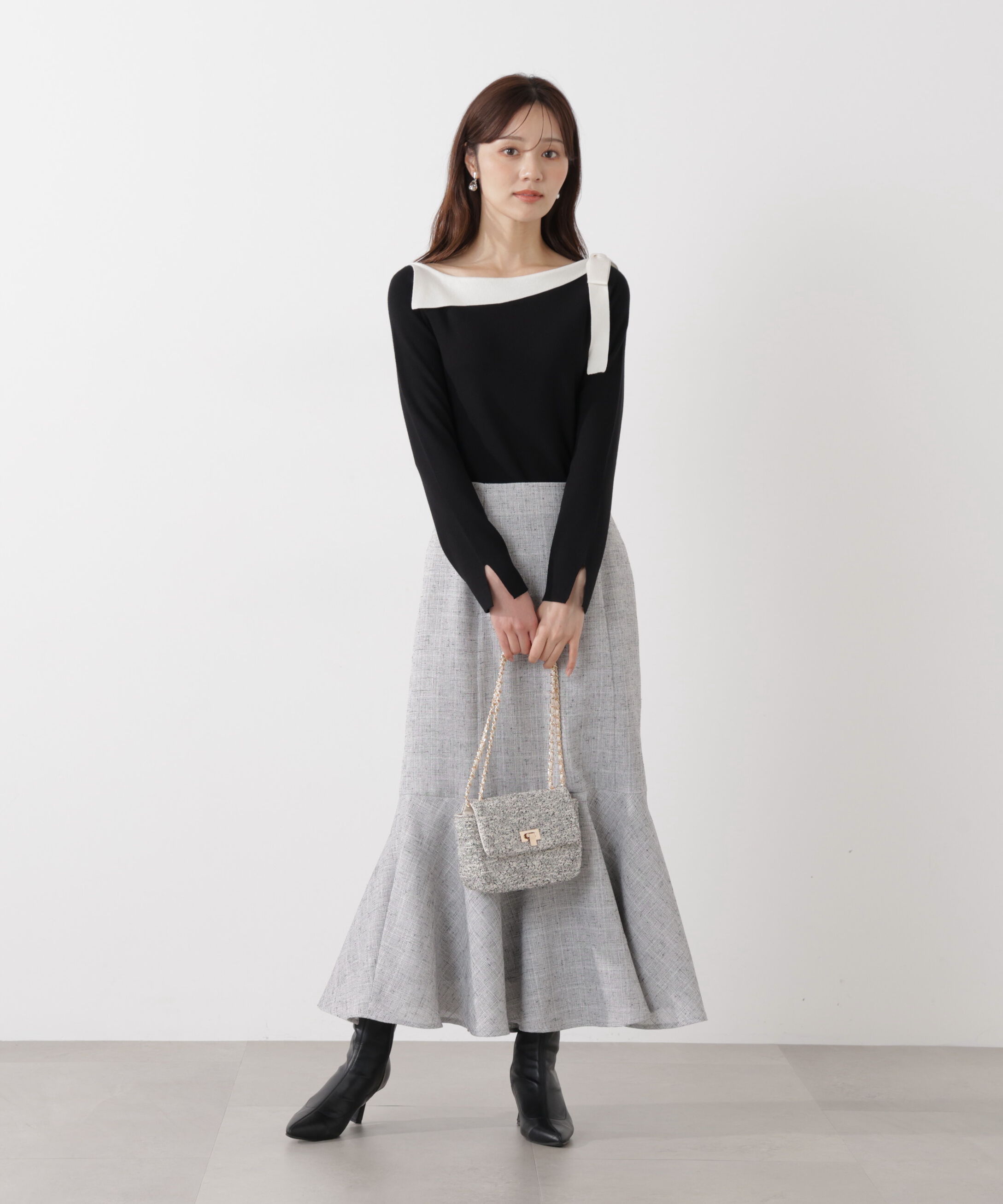 PROPORTION BODY DRESSING「＜ウォッシャブル/UV＞サイドリボン総針ニット」|ニット・セーター|