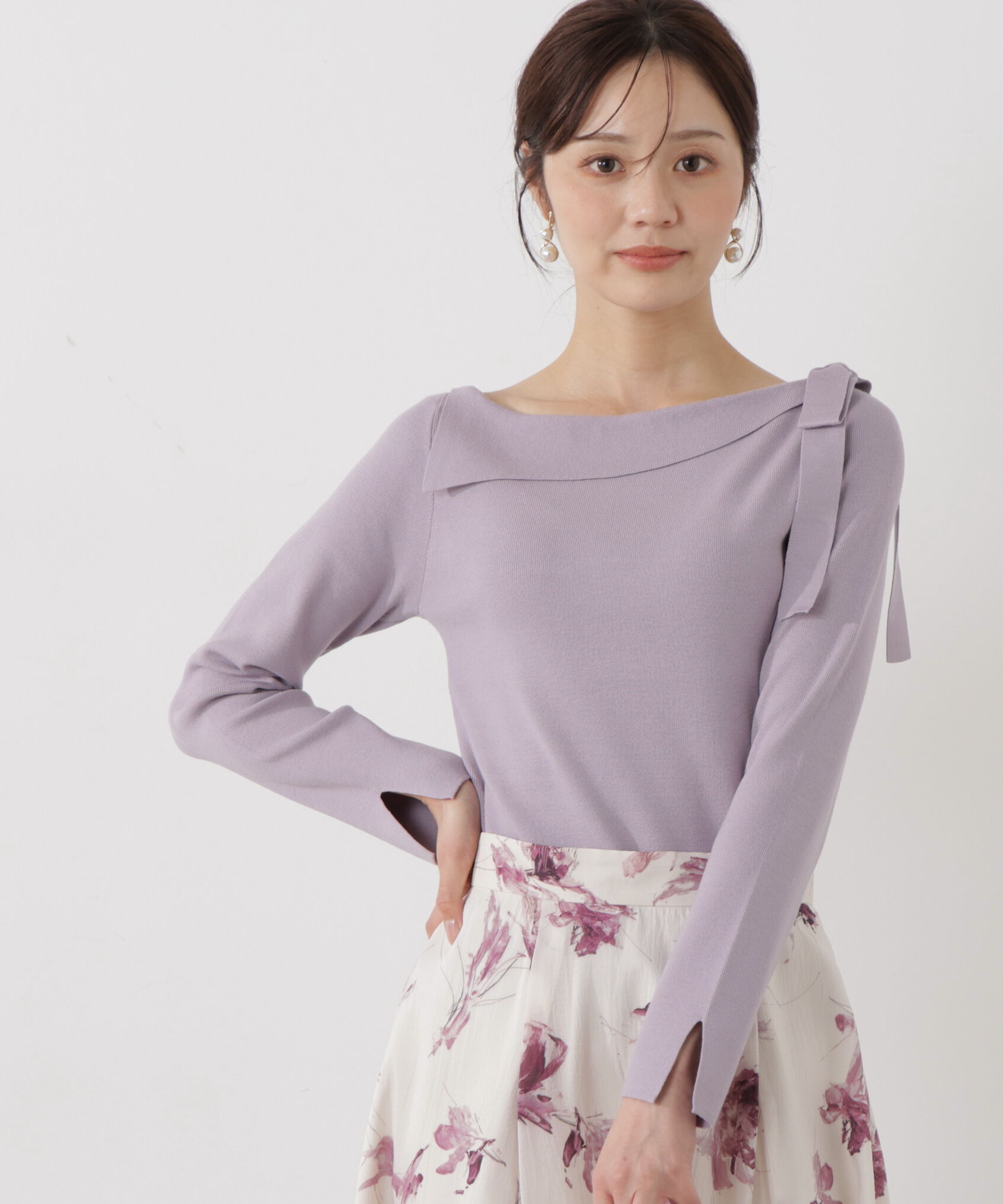 PROPORTION BODY DRESSING「＜ウォッシャブル/UV＞サイドリボン総針ニット」|ニット・セーター|