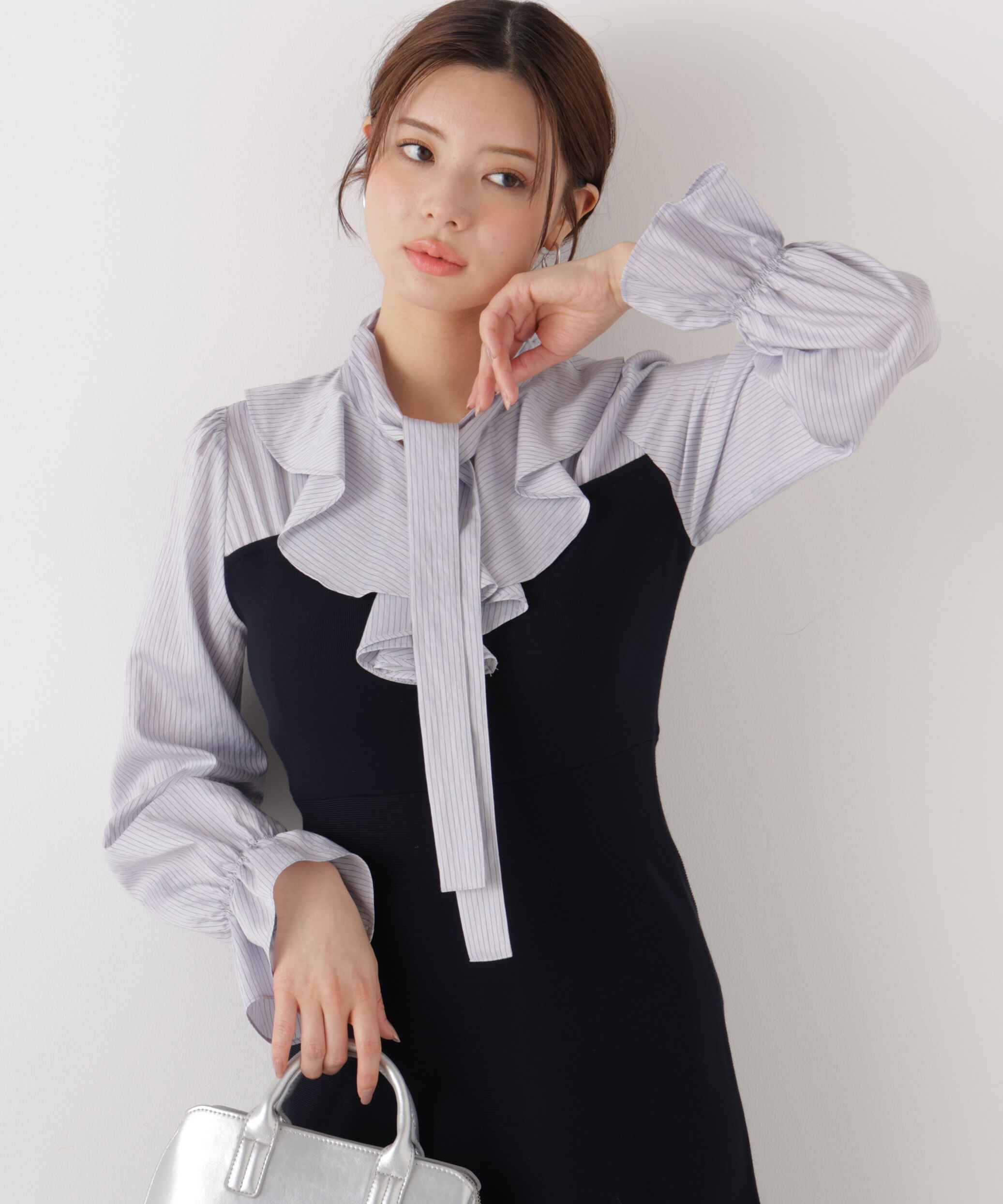 PROPORTION BODY DRESSING「《EDIT COLOGNE》ラッフルタイドッキングワンピース　26SS」|ワンピース|