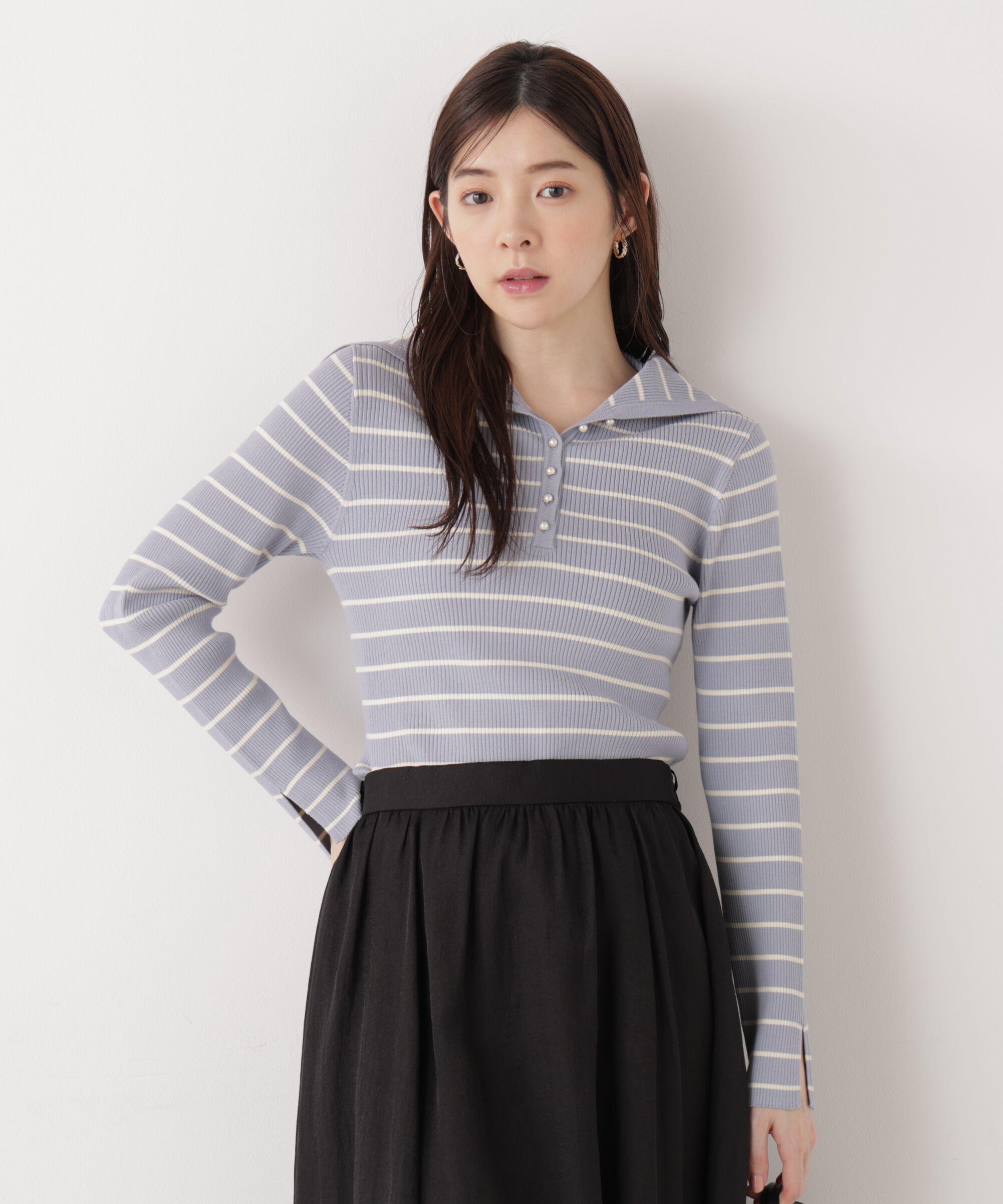 PROPORTION BODY DRESSING「〈a/mie〉ビッグカラーリブニット　　26SS」|カーディガン|