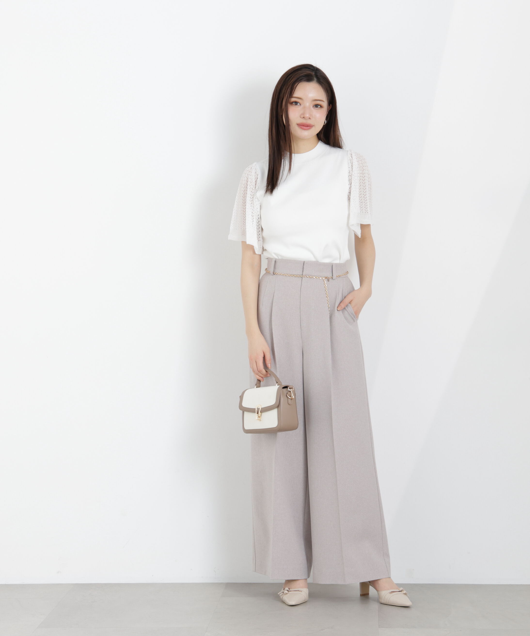 PROPORTION BODY DRESSING「チェーン付きワイドパンツ　26SS」|その他|ベージュ